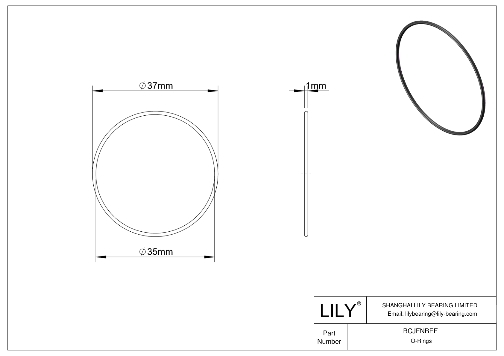 BCJFNBEF Chemical Resistant O-rings Round cad drawing