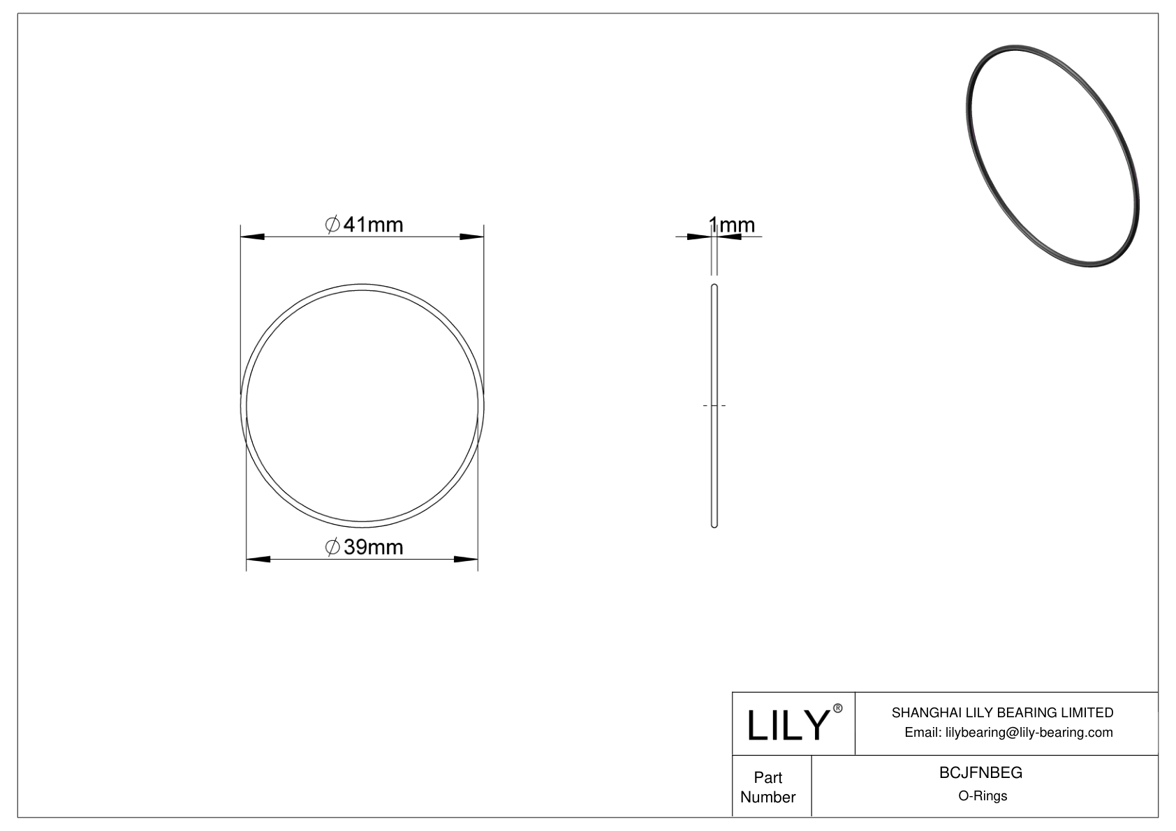 BCJFNBEG Chemical Resistant O-rings Round cad drawing