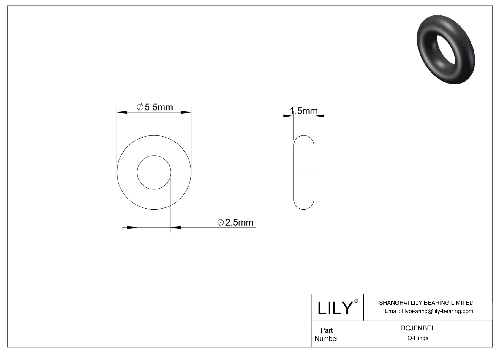 BCJFNBEI Chemical Resistant O-rings Round cad drawing