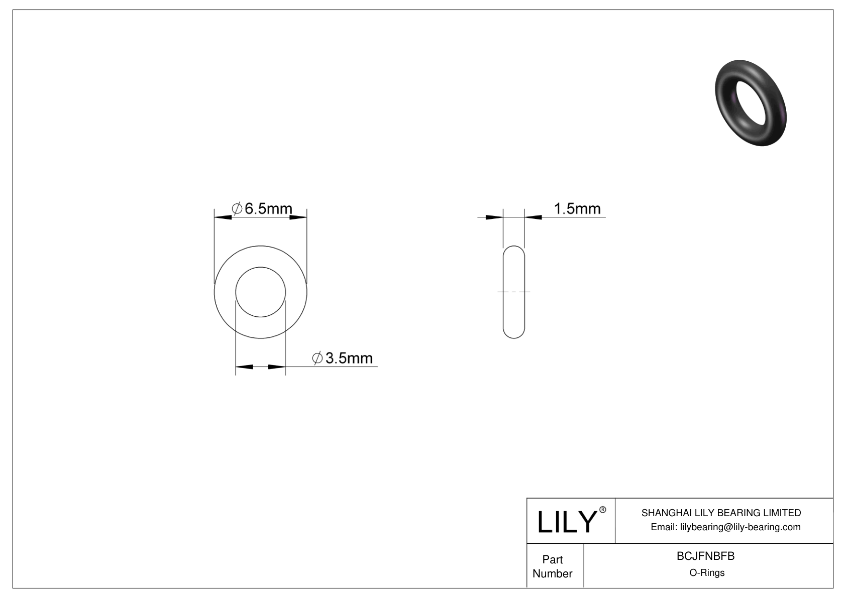 BCJFNBFB Chemical Resistant O-rings Round cad drawing