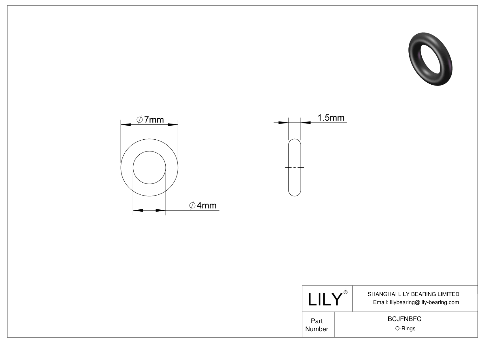 BCJFNBFC Chemical Resistant O-rings Round cad drawing