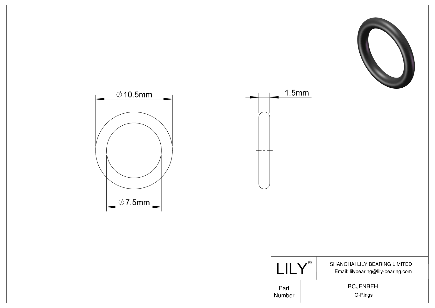 BCJFNBFH Chemical Resistant O-rings Round cad drawing