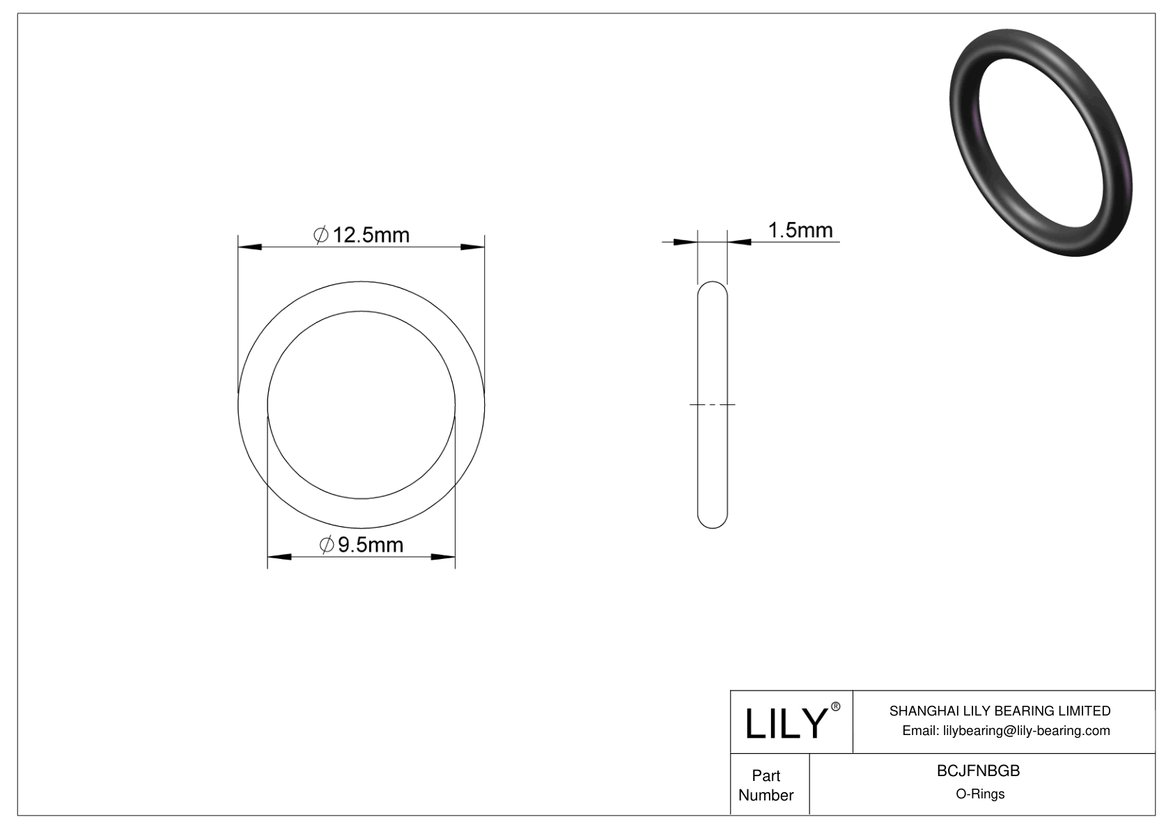 BCJFNBGB Chemical Resistant O-rings Round cad drawing