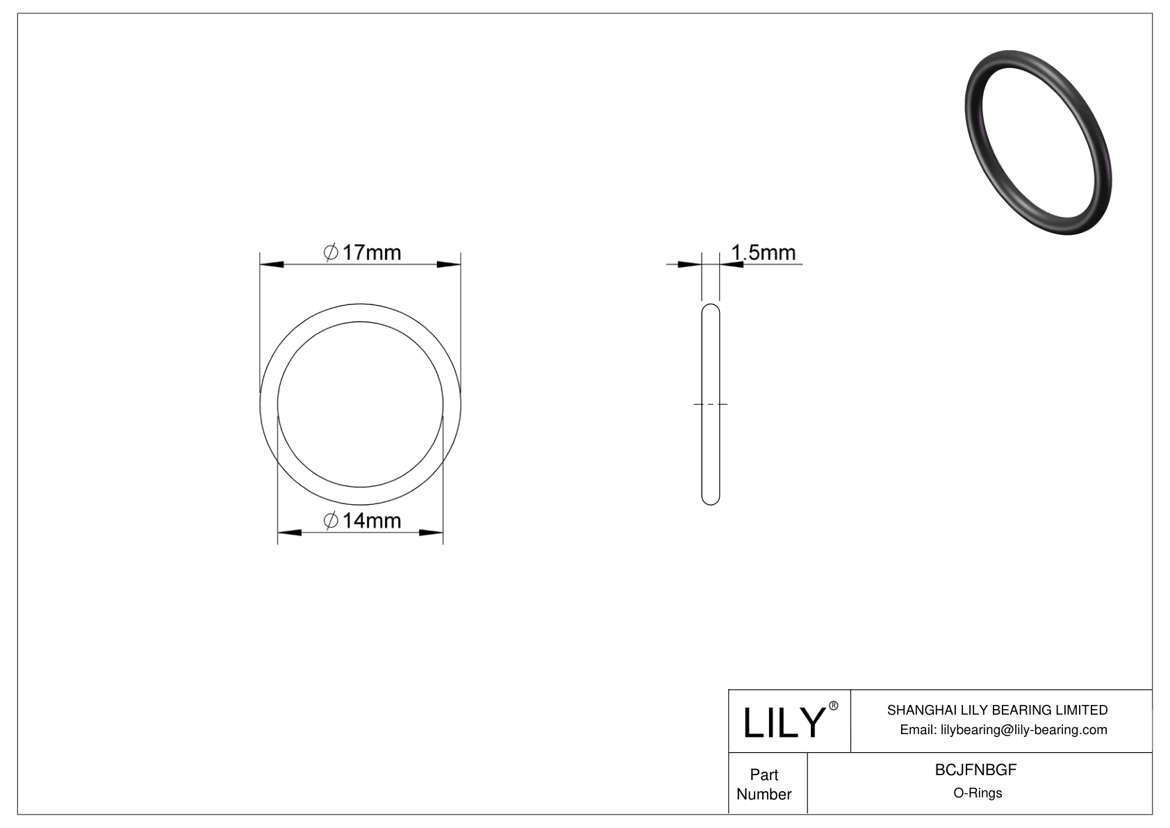 BCJFNBGF Chemical Resistant O-rings Round cad drawing