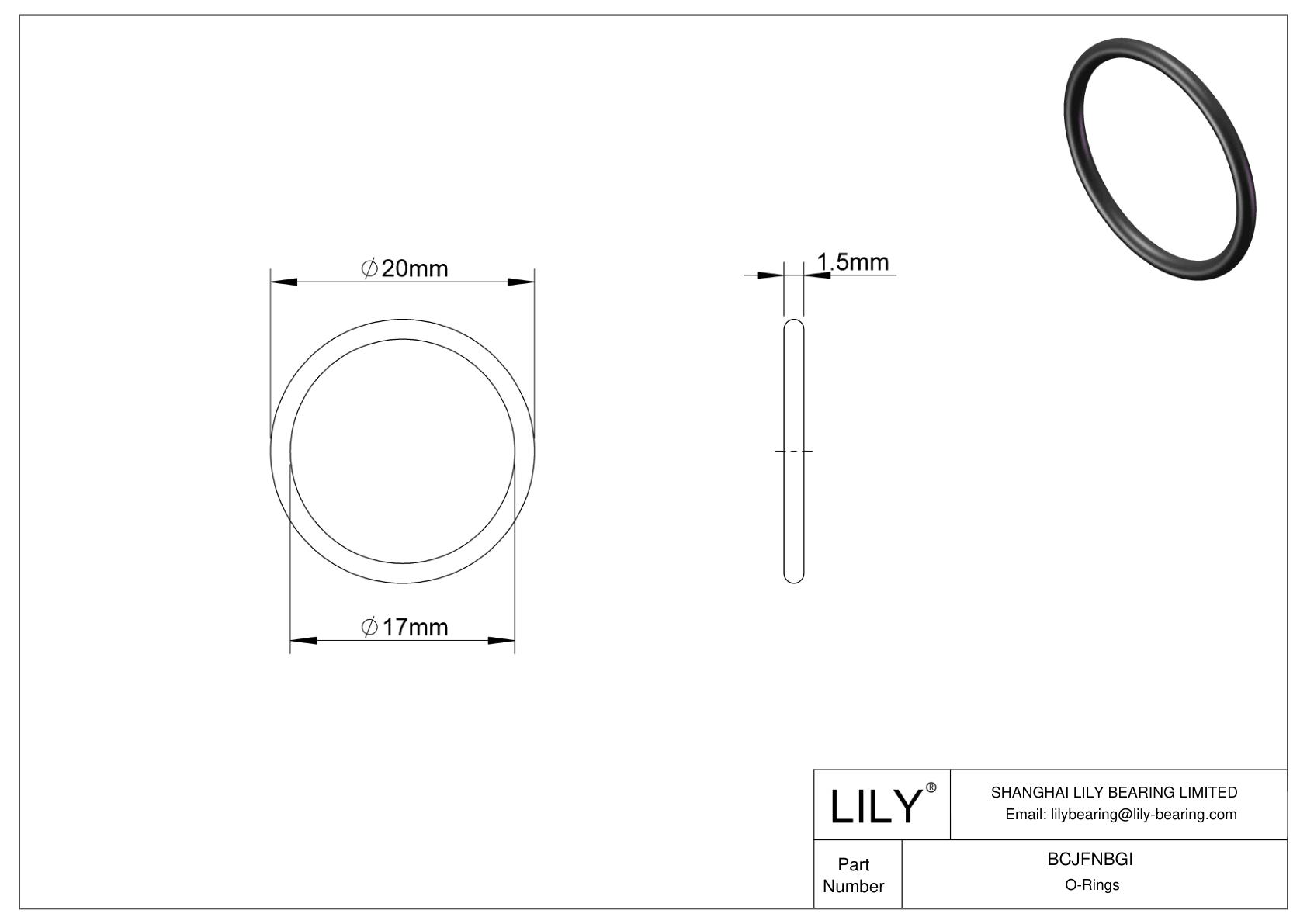 BCJFNBGI Chemical Resistant O-rings Round cad drawing