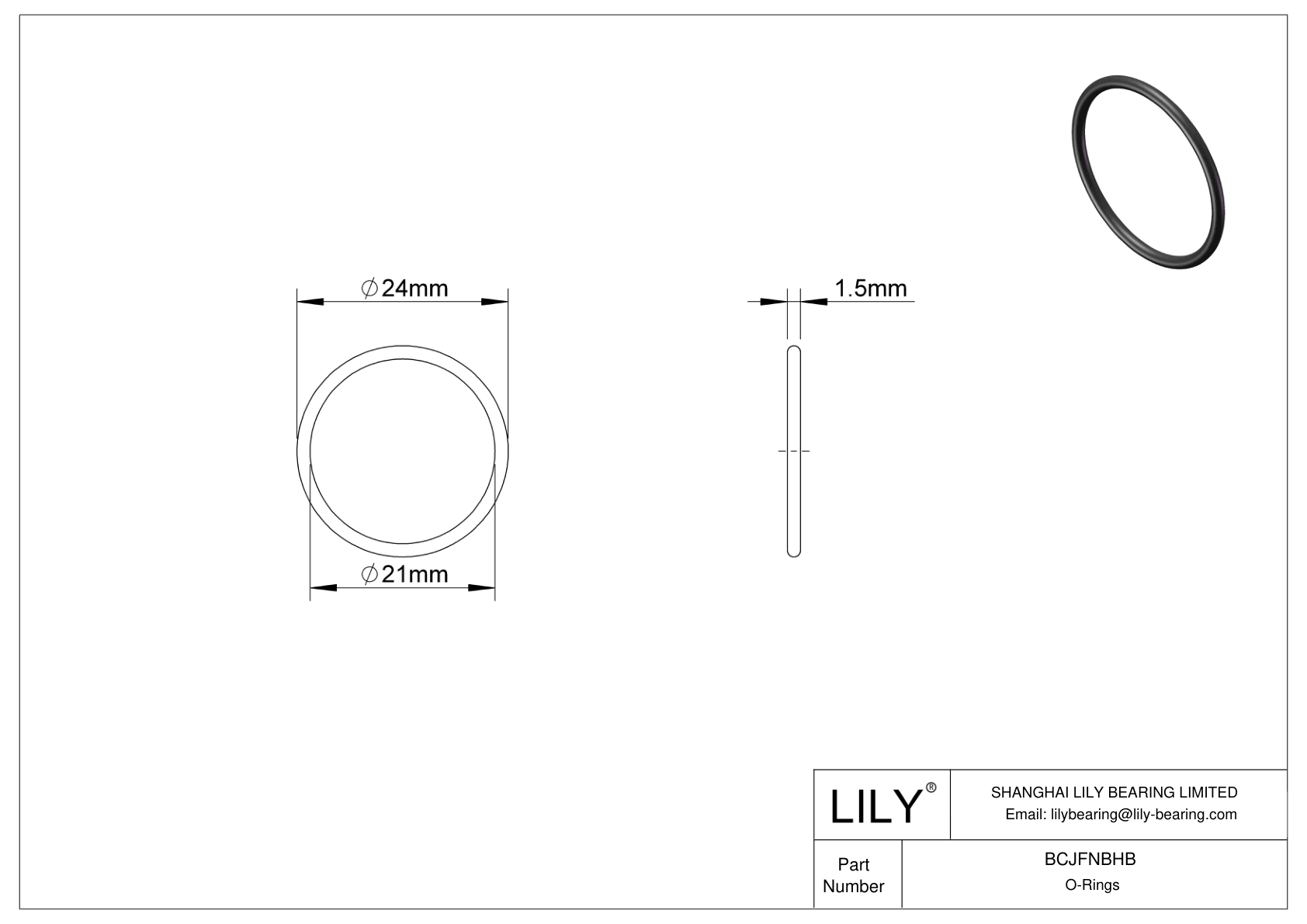 BCJFNBHB Chemical Resistant O-rings Round cad drawing