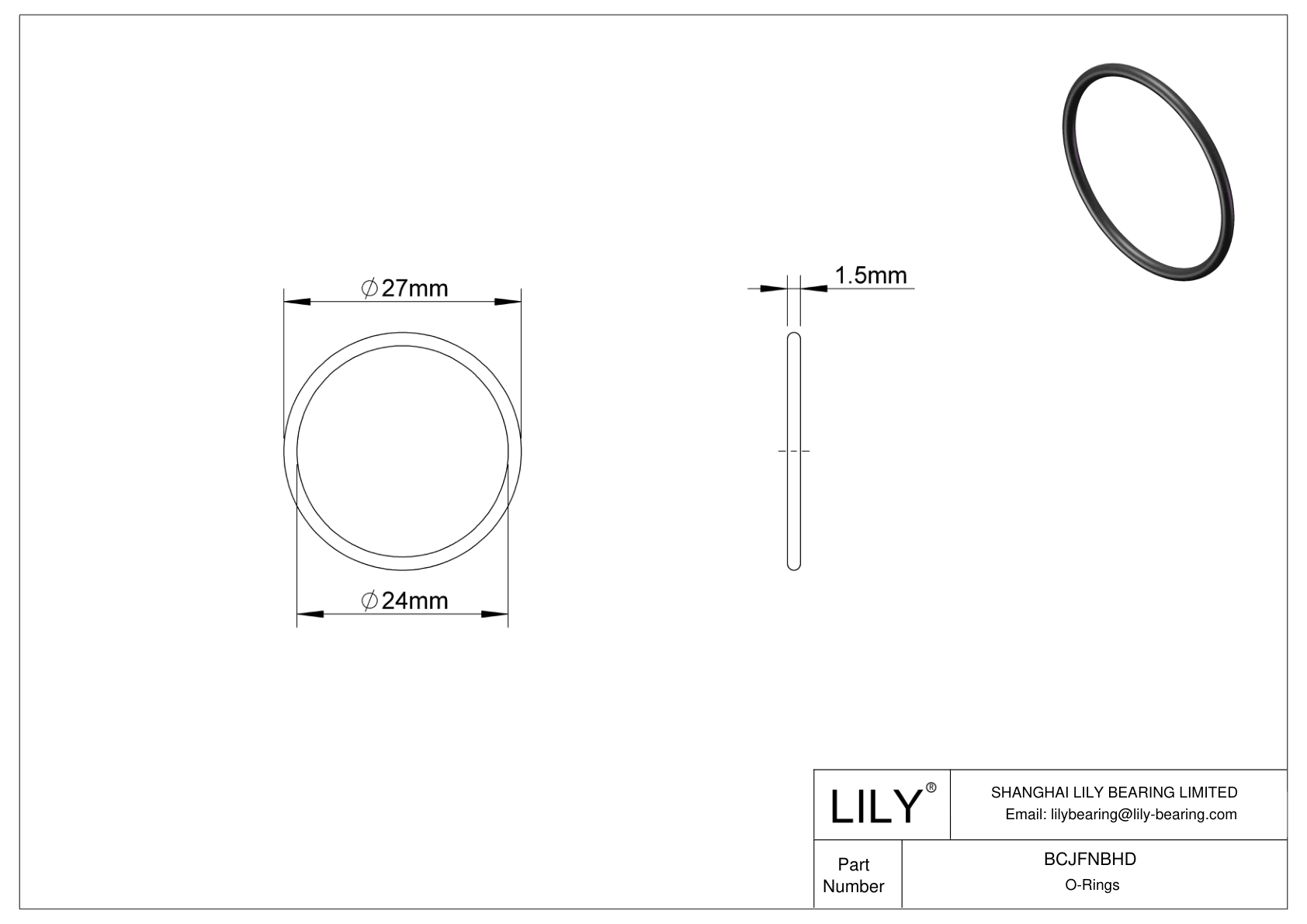 BCJFNBHD Chemical Resistant O-rings Round cad drawing