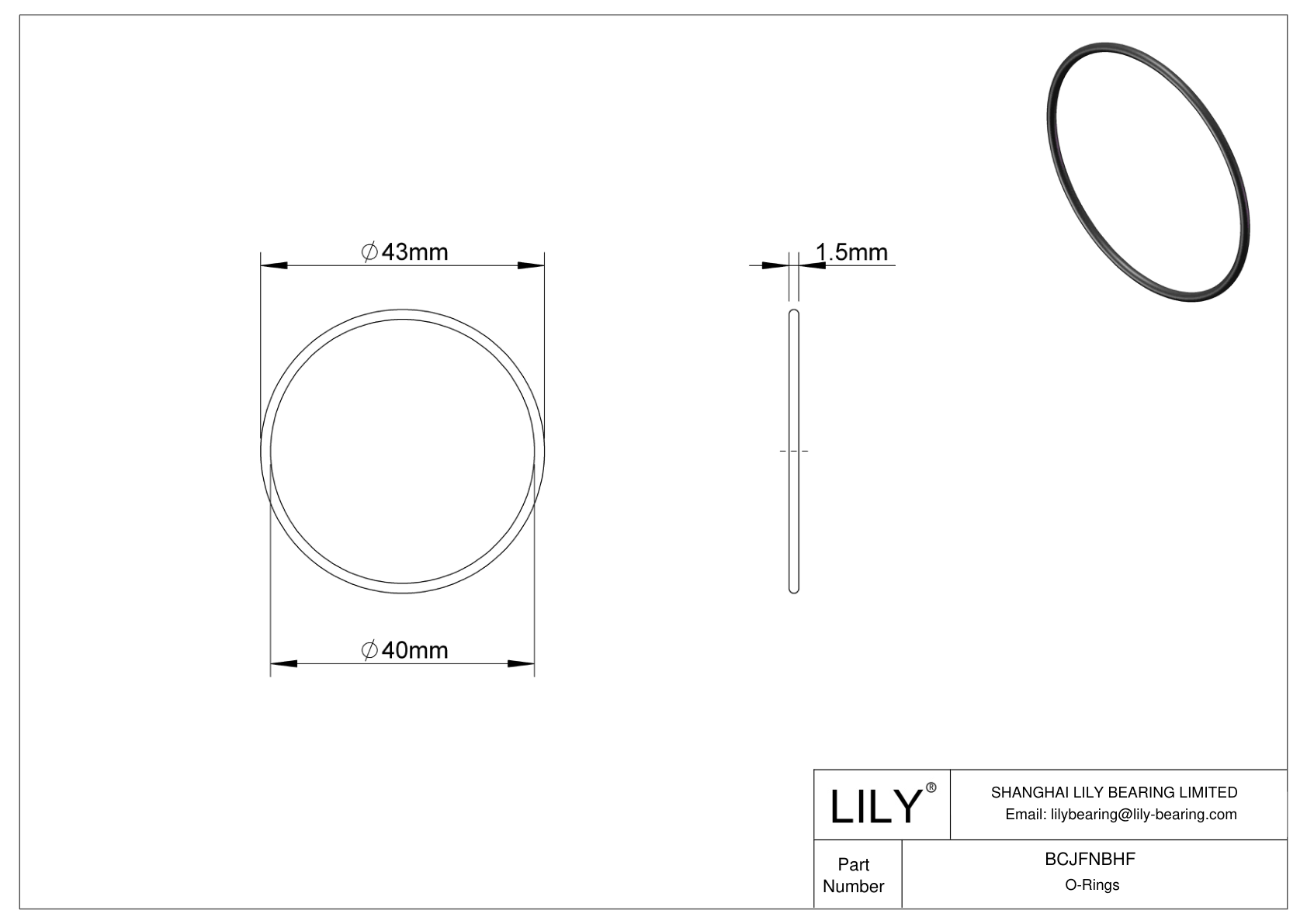 BCJFNBHF Chemical Resistant O-rings Round cad drawing