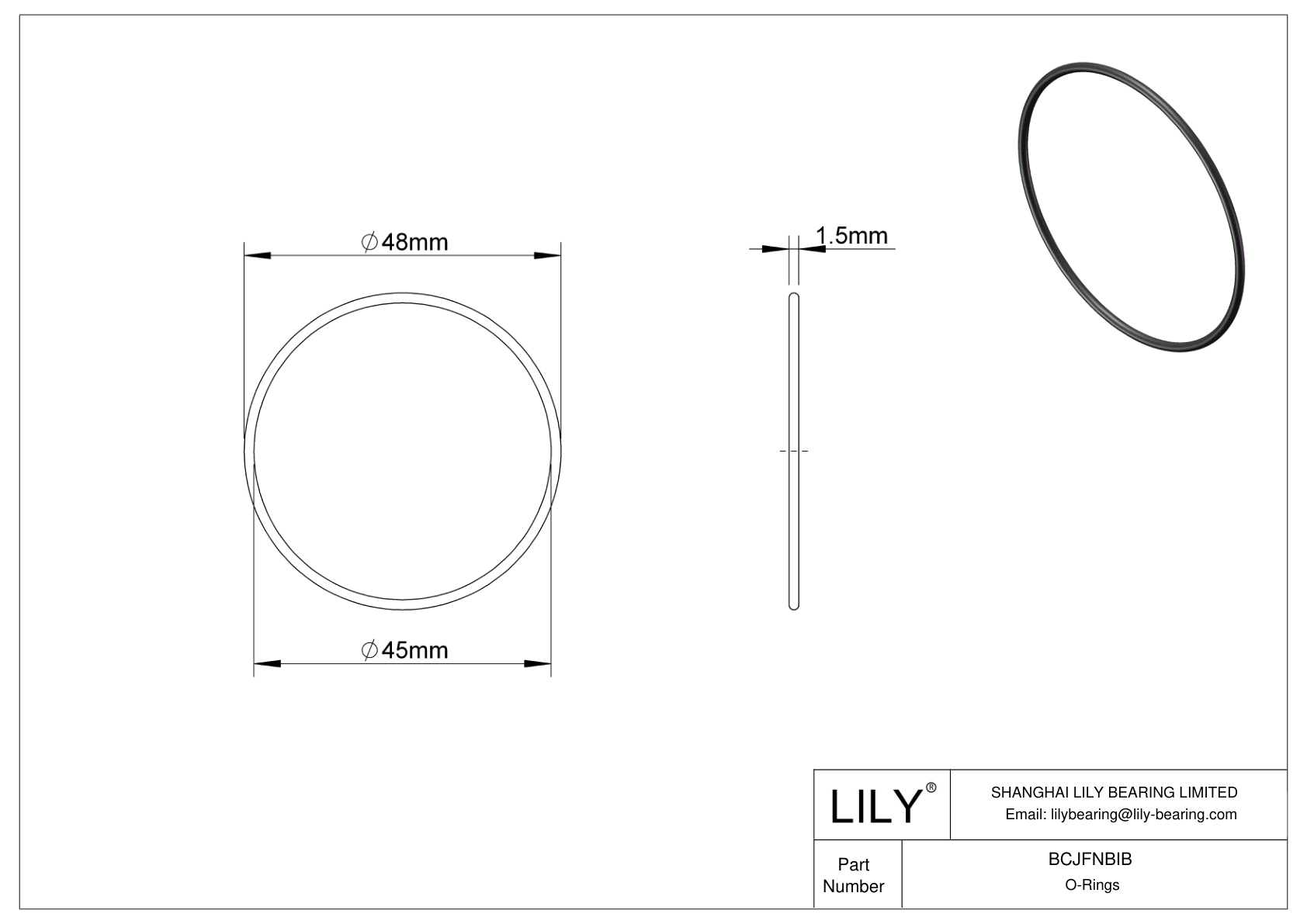 BCJFNBIB Chemical Resistant O-rings Round cad drawing