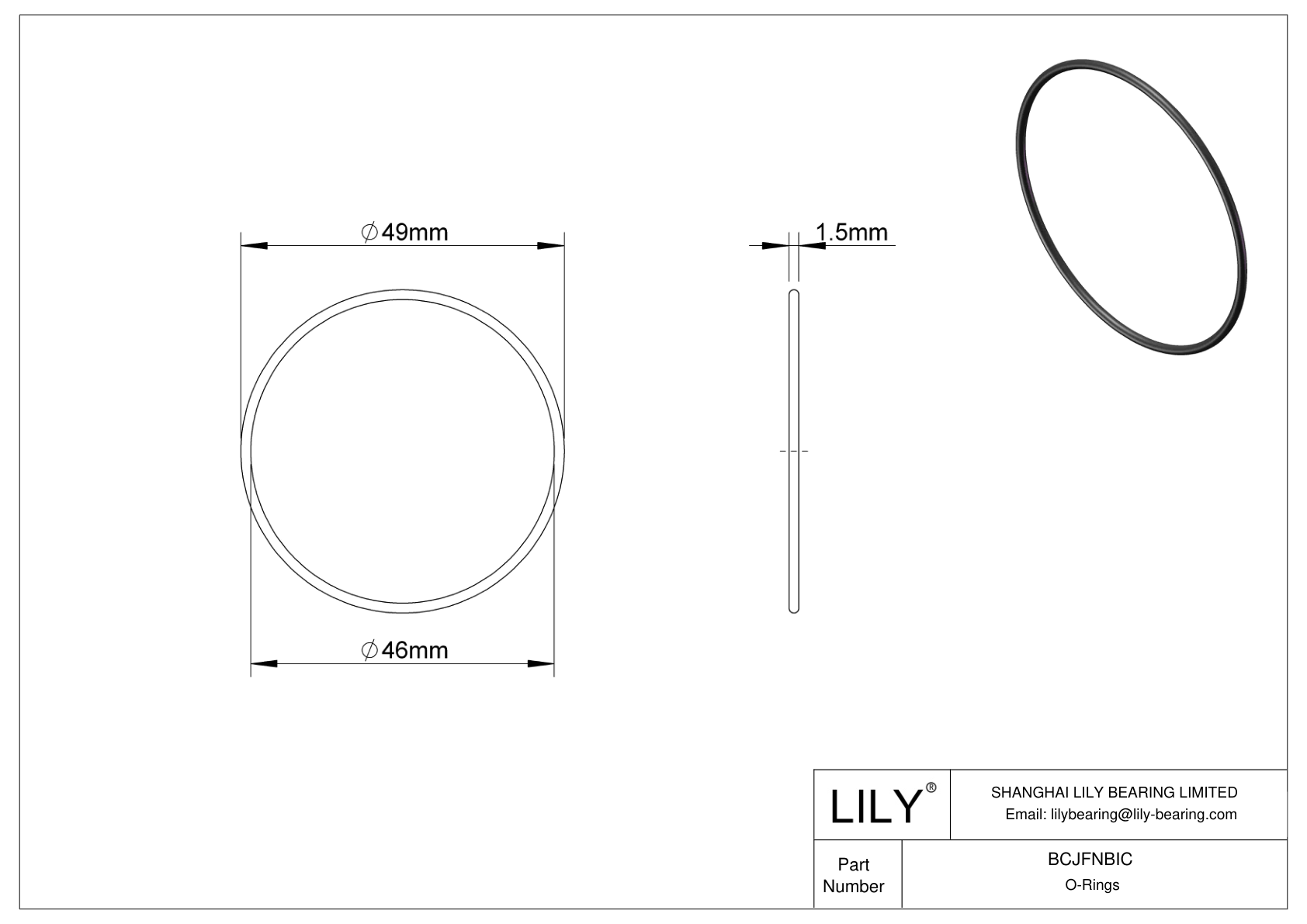 BCJFNBIC Chemical Resistant O-rings Round cad drawing