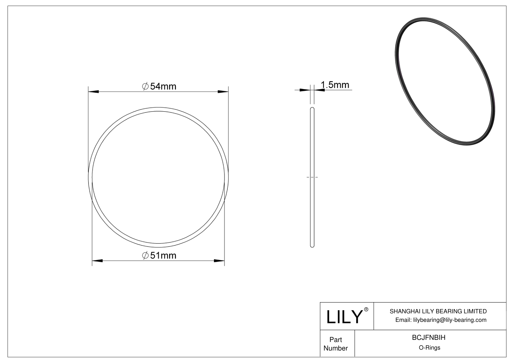 BCJFNBIH Chemical Resistant O-rings Round cad drawing