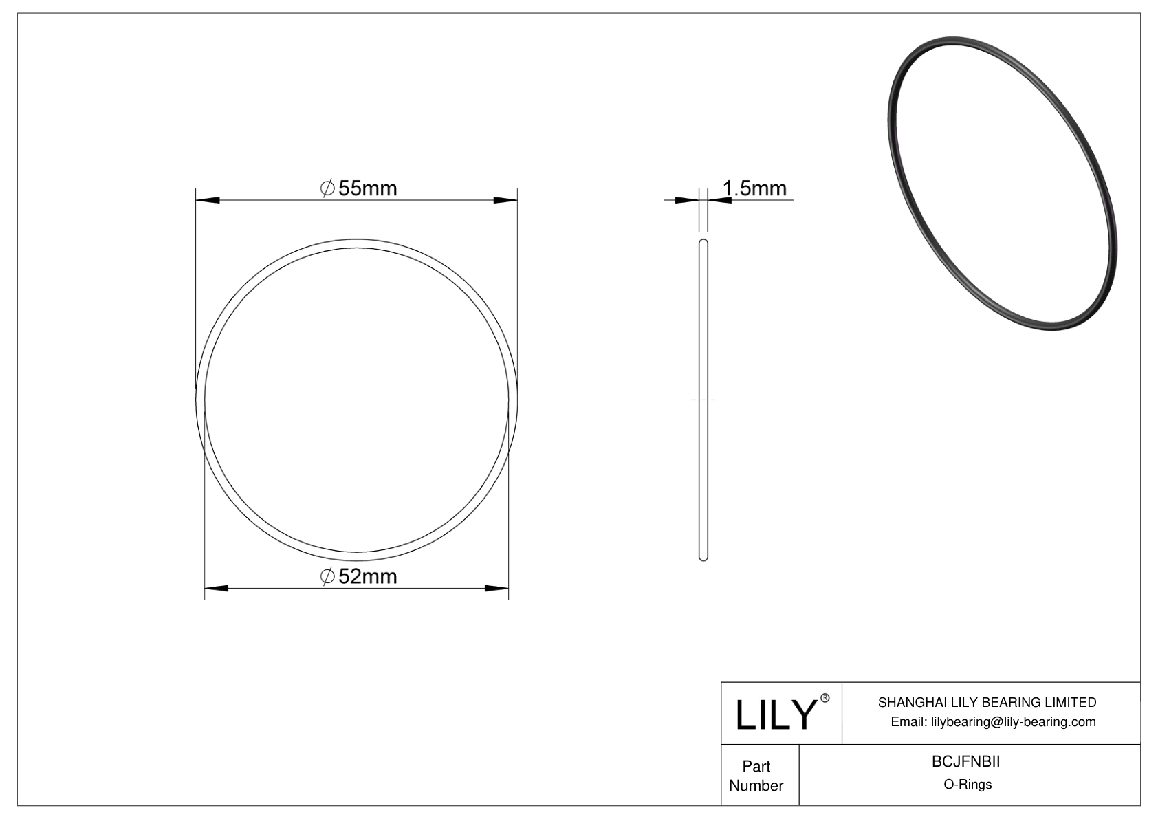 BCJFNBII Chemical Resistant O-rings Round cad drawing