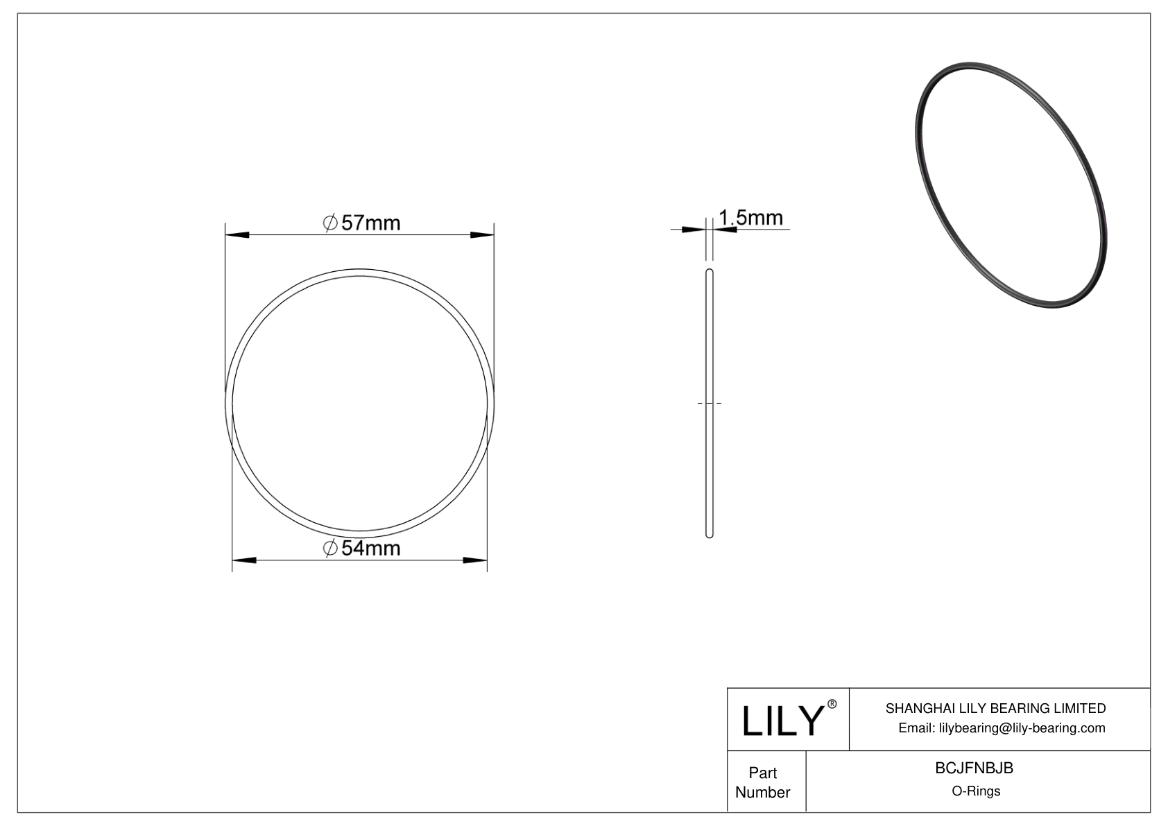 BCJFNBJB Chemical Resistant O-rings Round cad drawing