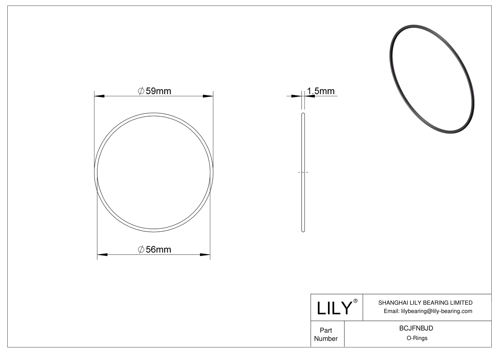 BCJFNBJD Chemical Resistant O-rings Round cad drawing