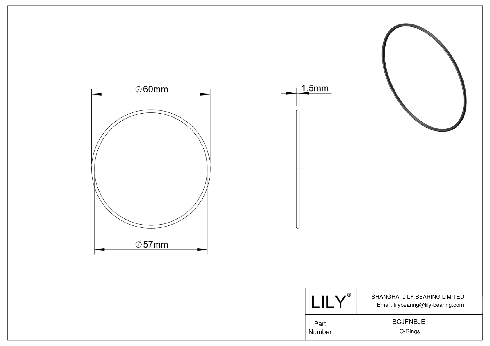 BCJFNBJE Chemical Resistant O-rings Round cad drawing