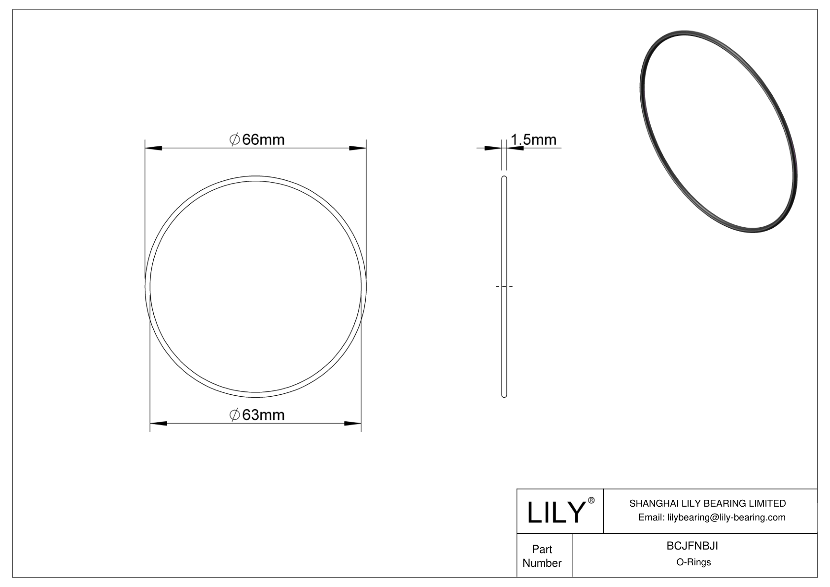 BCJFNBJI Chemical Resistant O-rings Round cad drawing