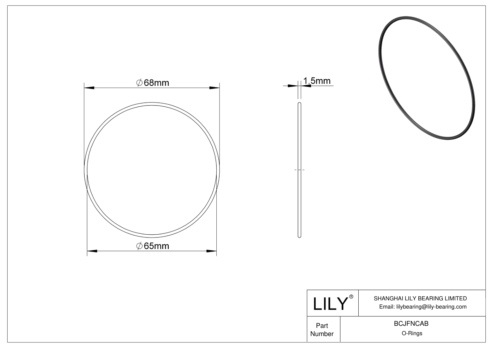 BCJFNCAB Chemical Resistant O-rings Round cad drawing