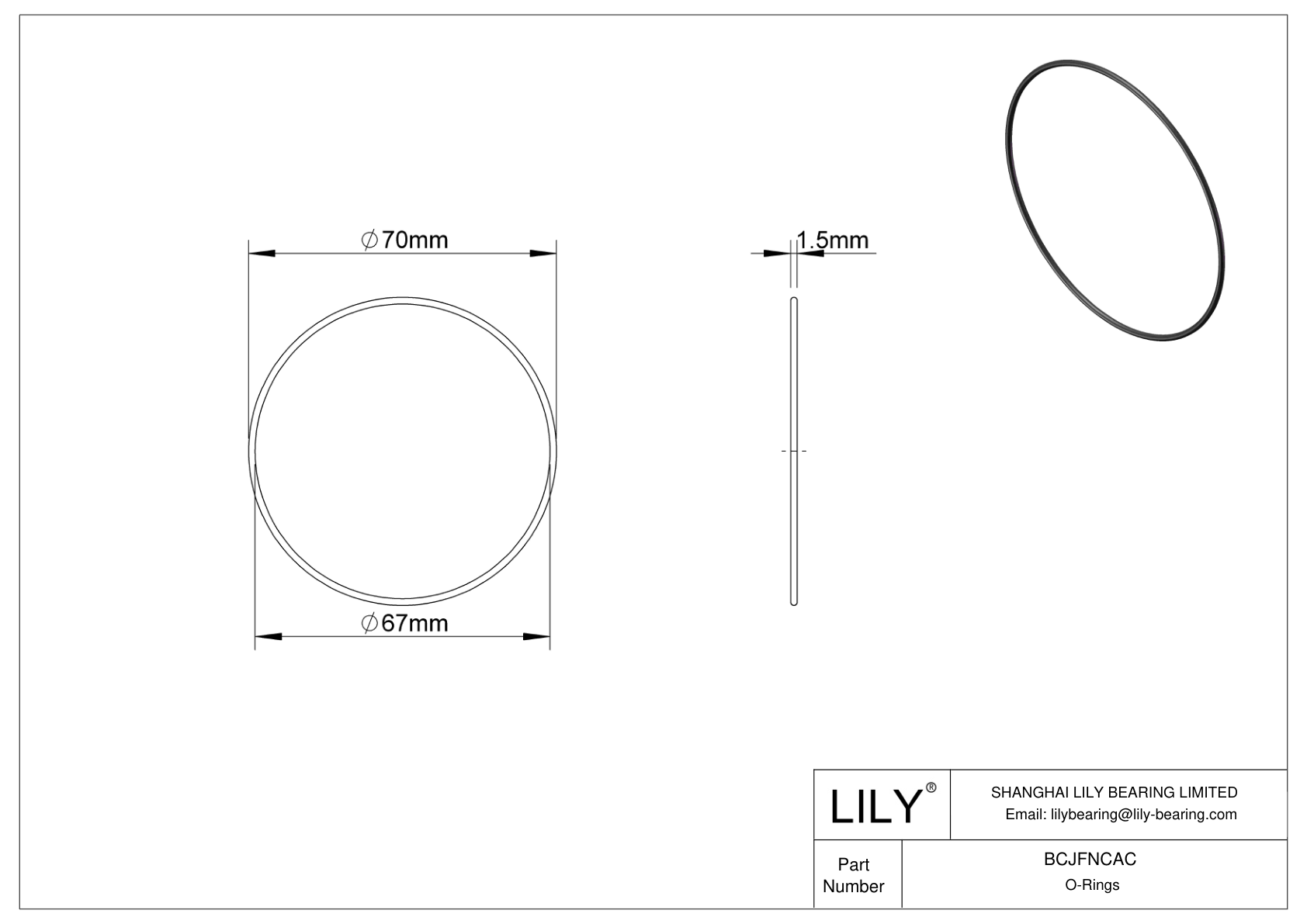 BCJFNCAC Chemical Resistant O-rings Round cad drawing