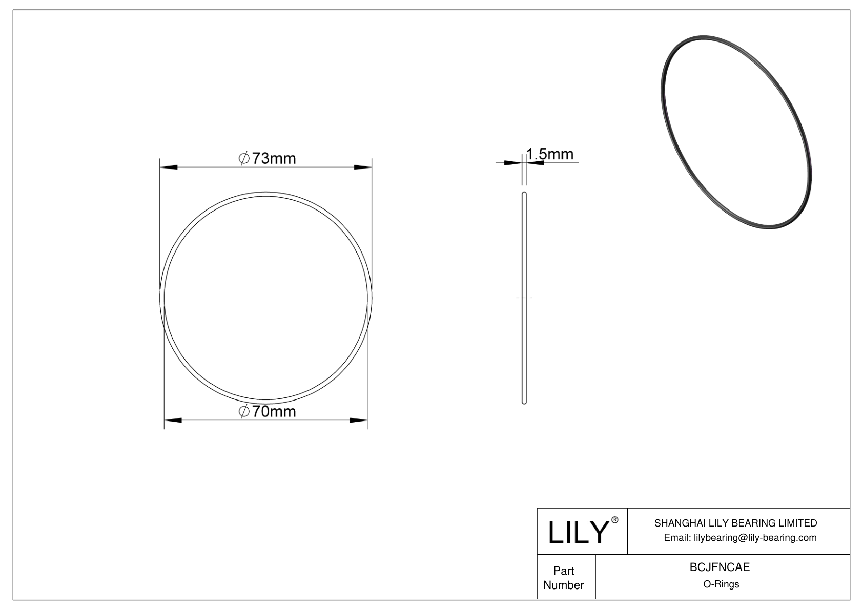 BCJFNCAE Chemical Resistant O-rings Round cad drawing