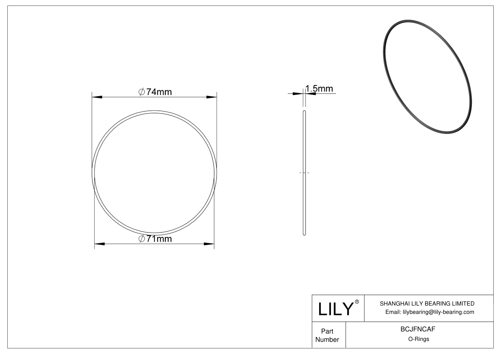 BCJFNCAF Chemical Resistant O-rings Round cad drawing