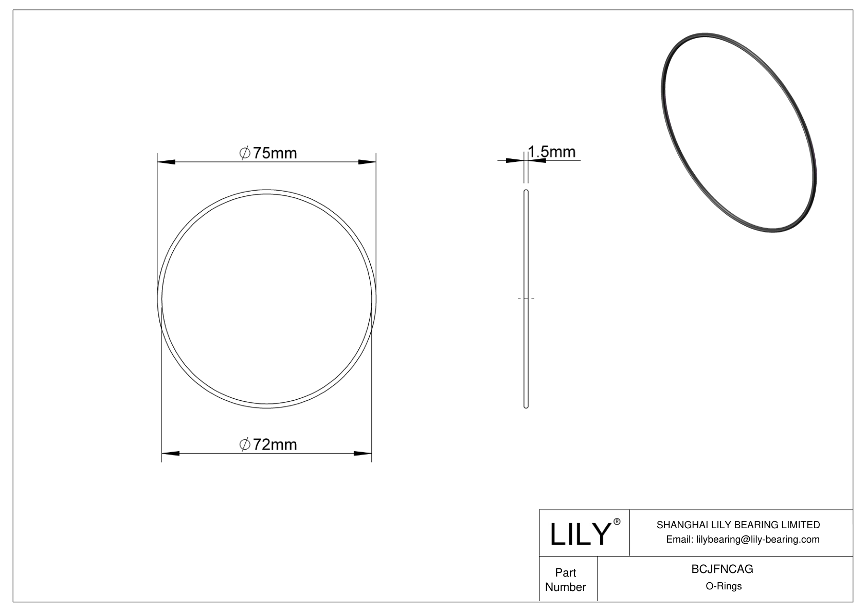 BCJFNCAG 圆形耐化学性 O 形圈 cad drawing