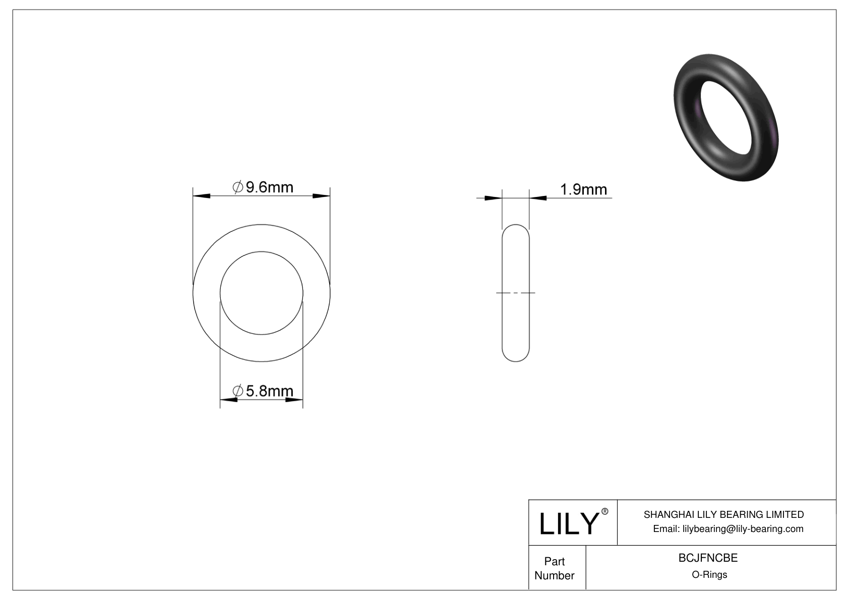 BCJFNCBE Chemical Resistant O-rings Round cad drawing