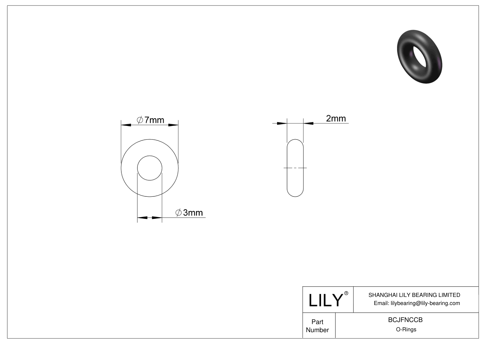 BCJFNCCB Chemical Resistant O-rings Round cad drawing