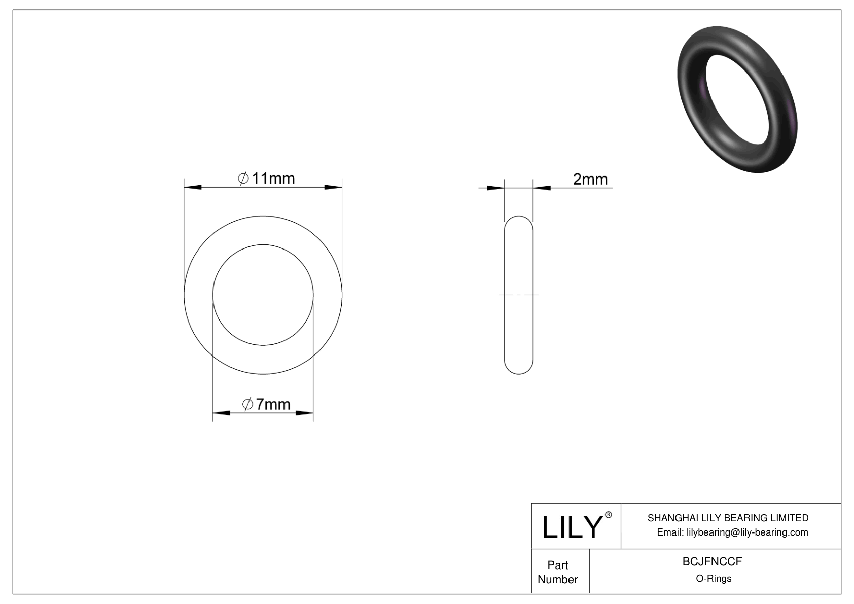 BCJFNCCF Chemical Resistant O-rings Round cad drawing