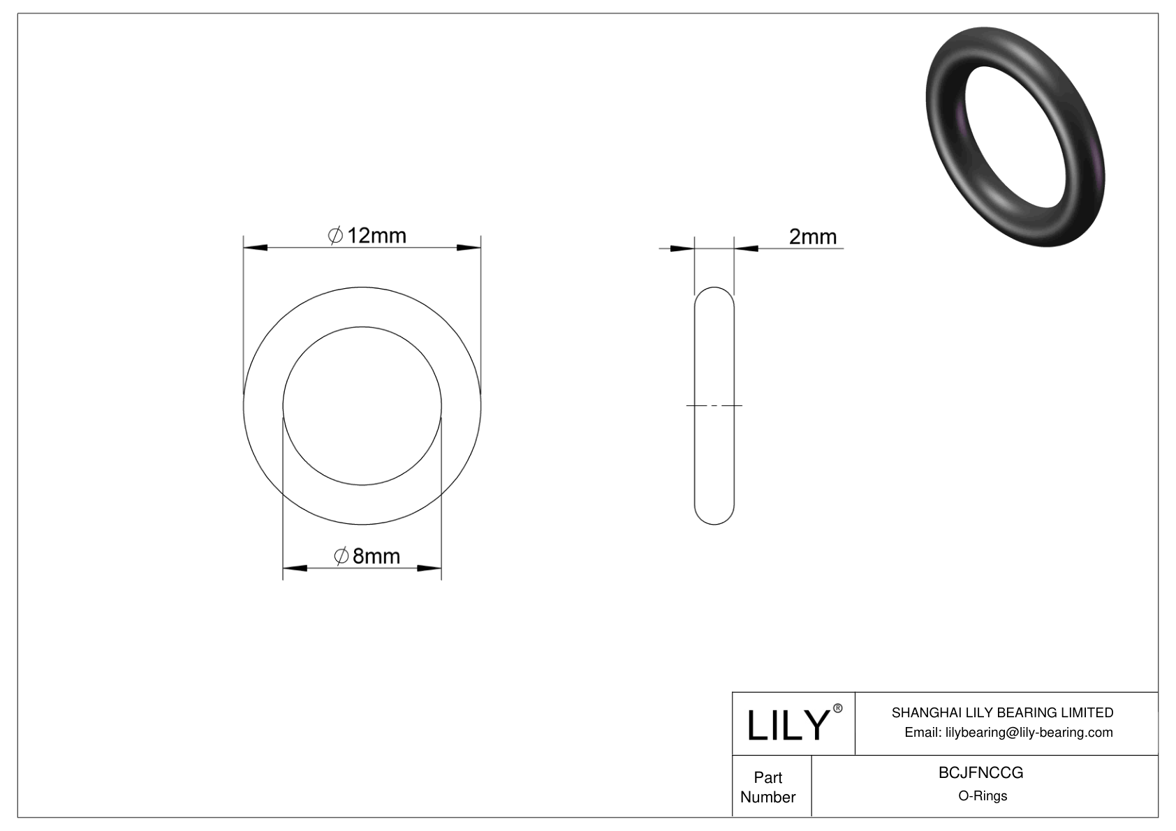 BCJFNCCG Chemical Resistant O-rings Round cad drawing