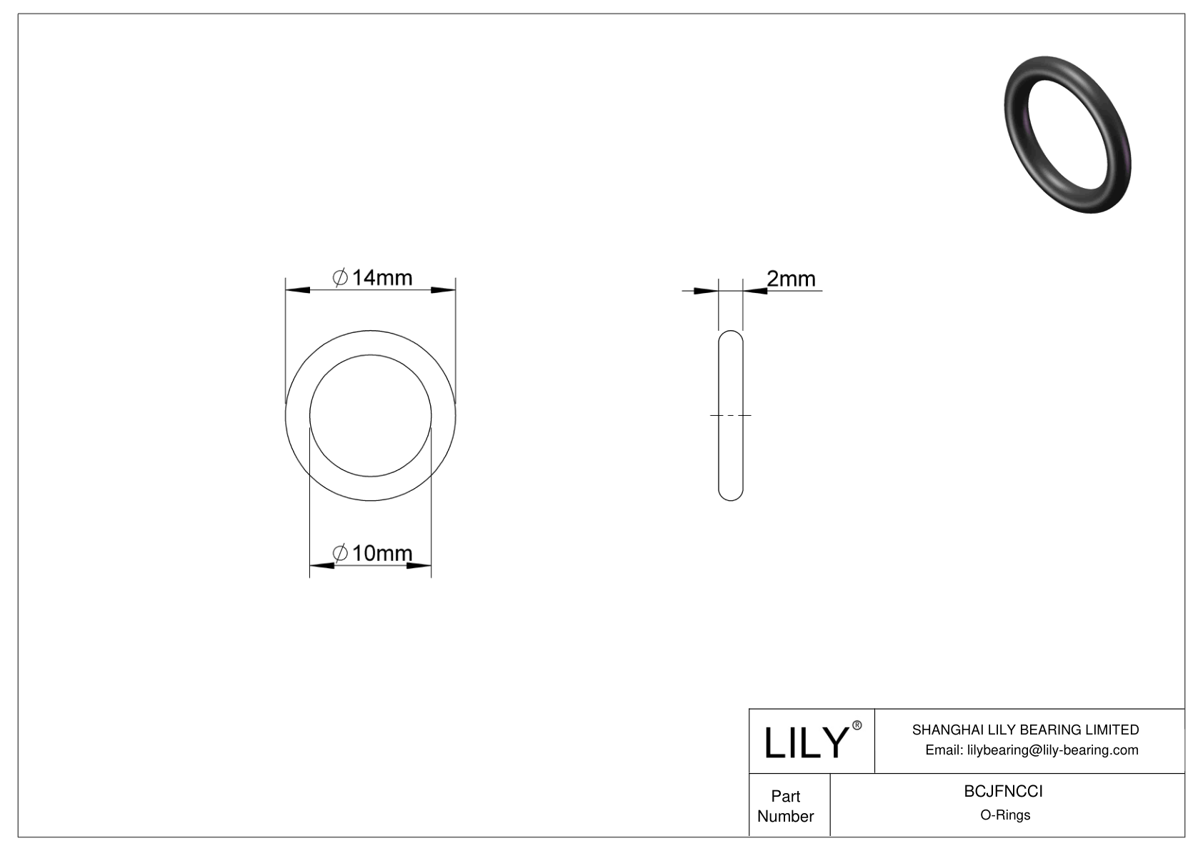 BCJFNCCI Chemical Resistant O-rings Round cad drawing