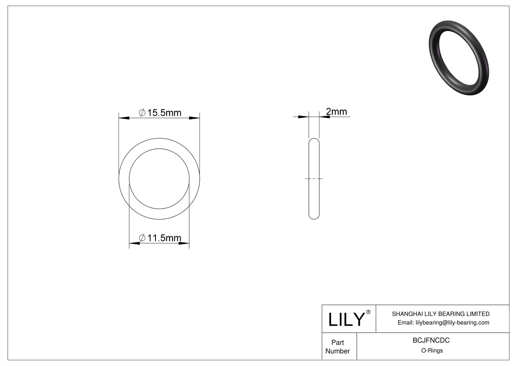 BCJFNCDC Juntas tóricas redondas resistentes a productos químicos cad drawing