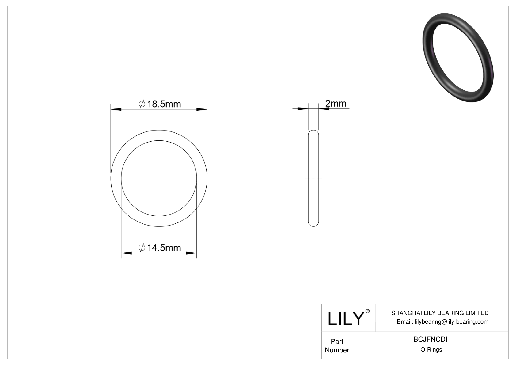 BCJFNCDI Juntas tóricas redondas resistentes a productos químicos cad drawing