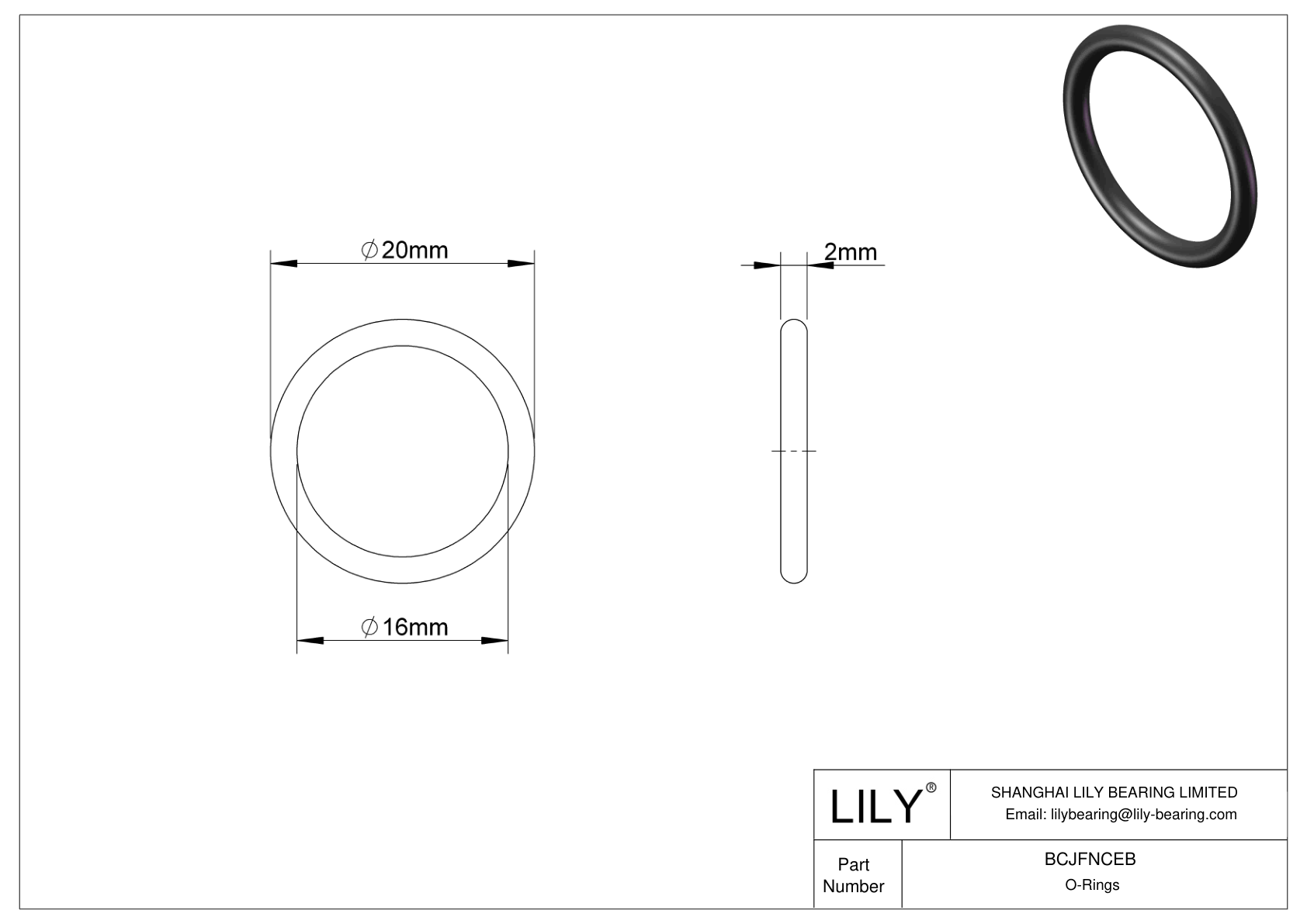 BCJFNCEB Chemical Resistant O-rings Round cad drawing