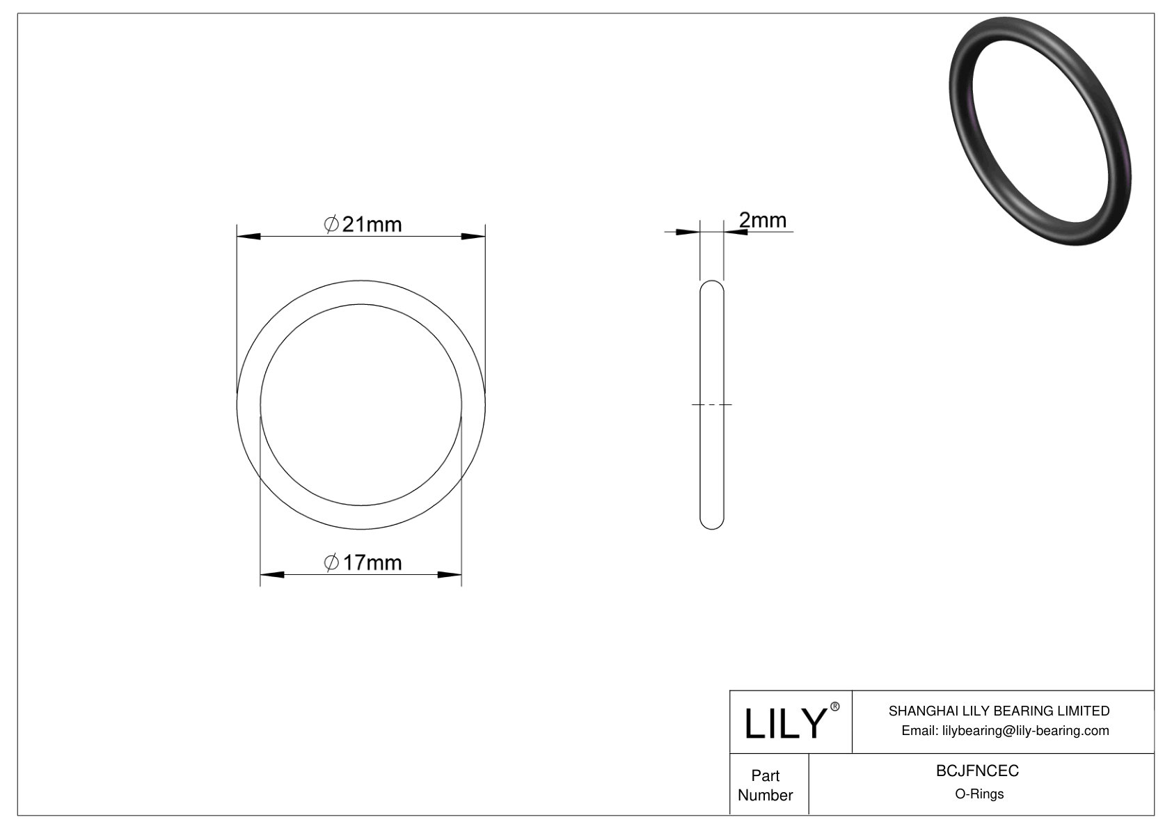 BCJFNCEC Chemical Resistant O-rings Round cad drawing