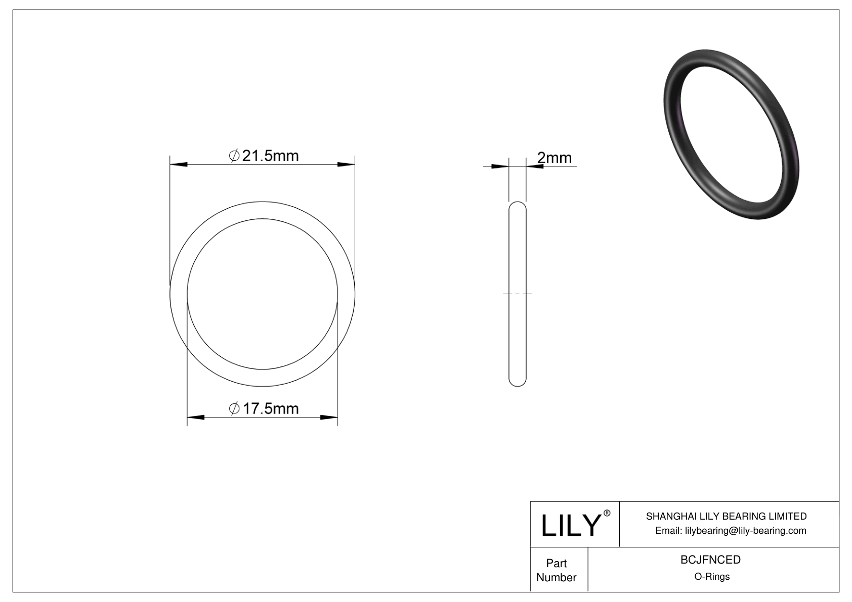 BCJFNCED Chemical Resistant O-rings Round cad drawing