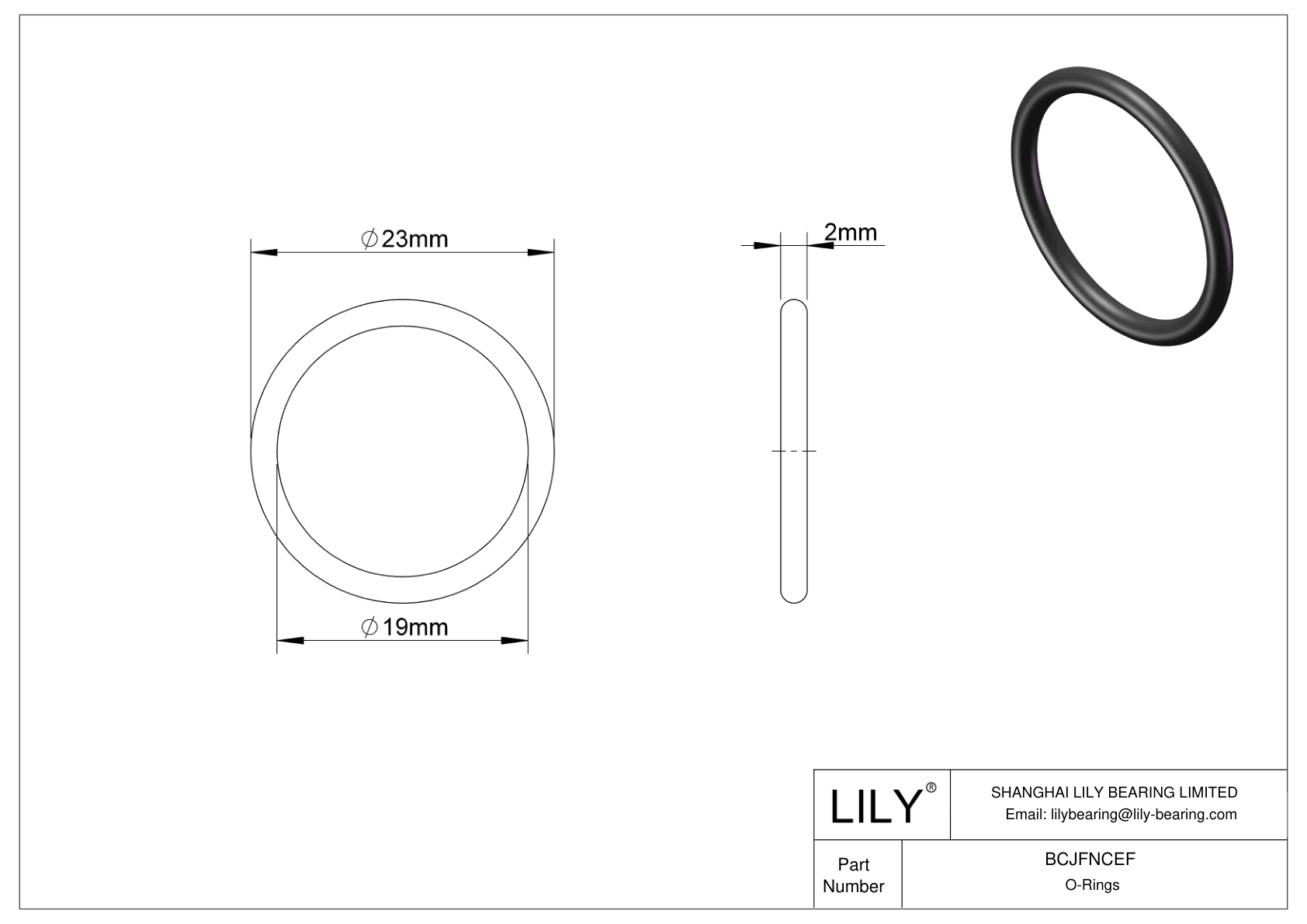 BCJFNCEF Chemical Resistant O-rings Round cad drawing