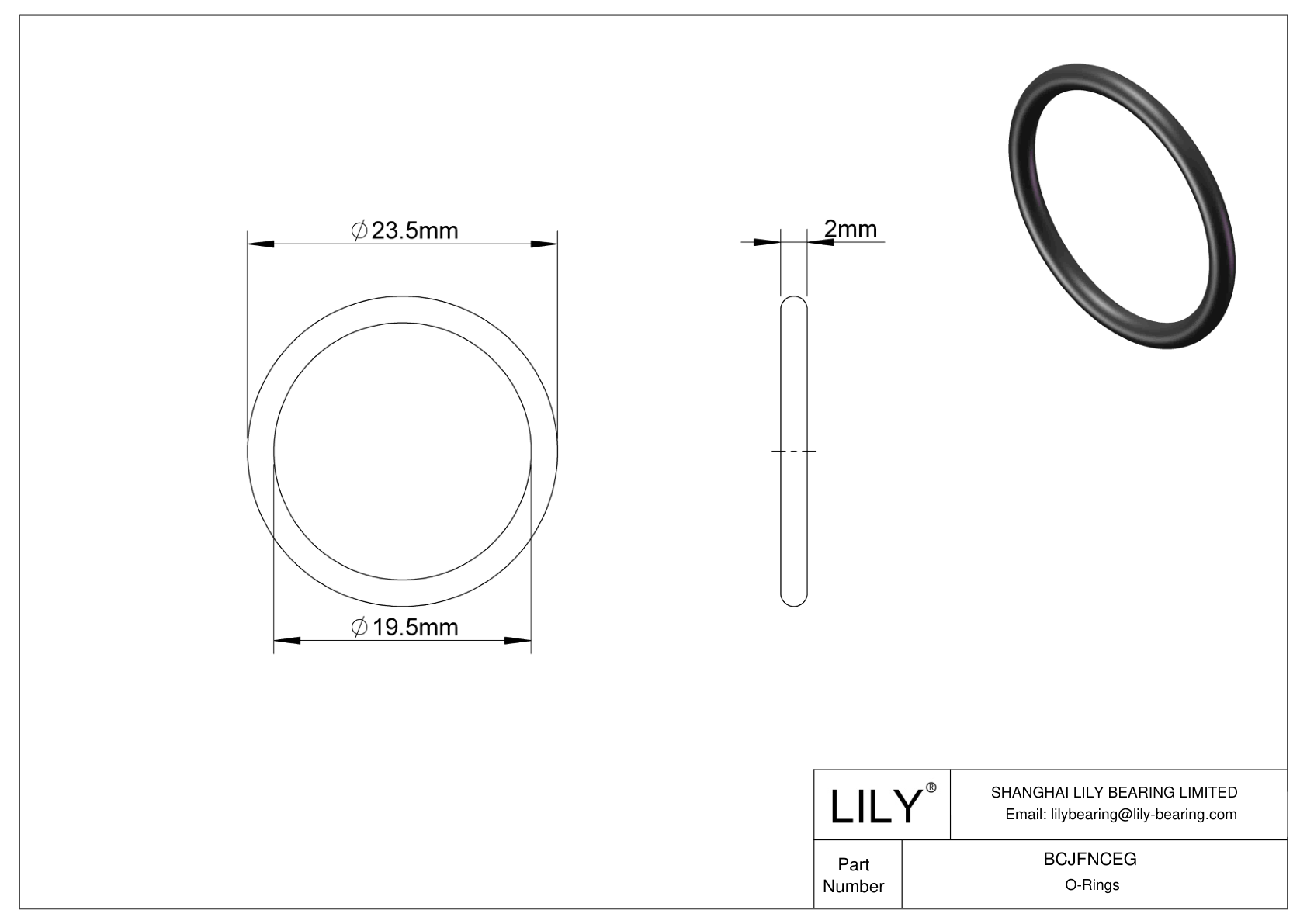 BCJFNCEG Chemical Resistant O-rings Round cad drawing