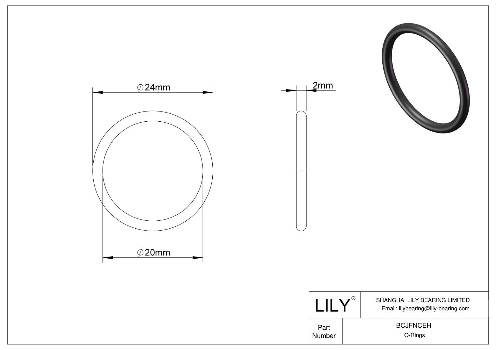 BCJFNCEH Chemical Resistant O-rings Round cad drawing