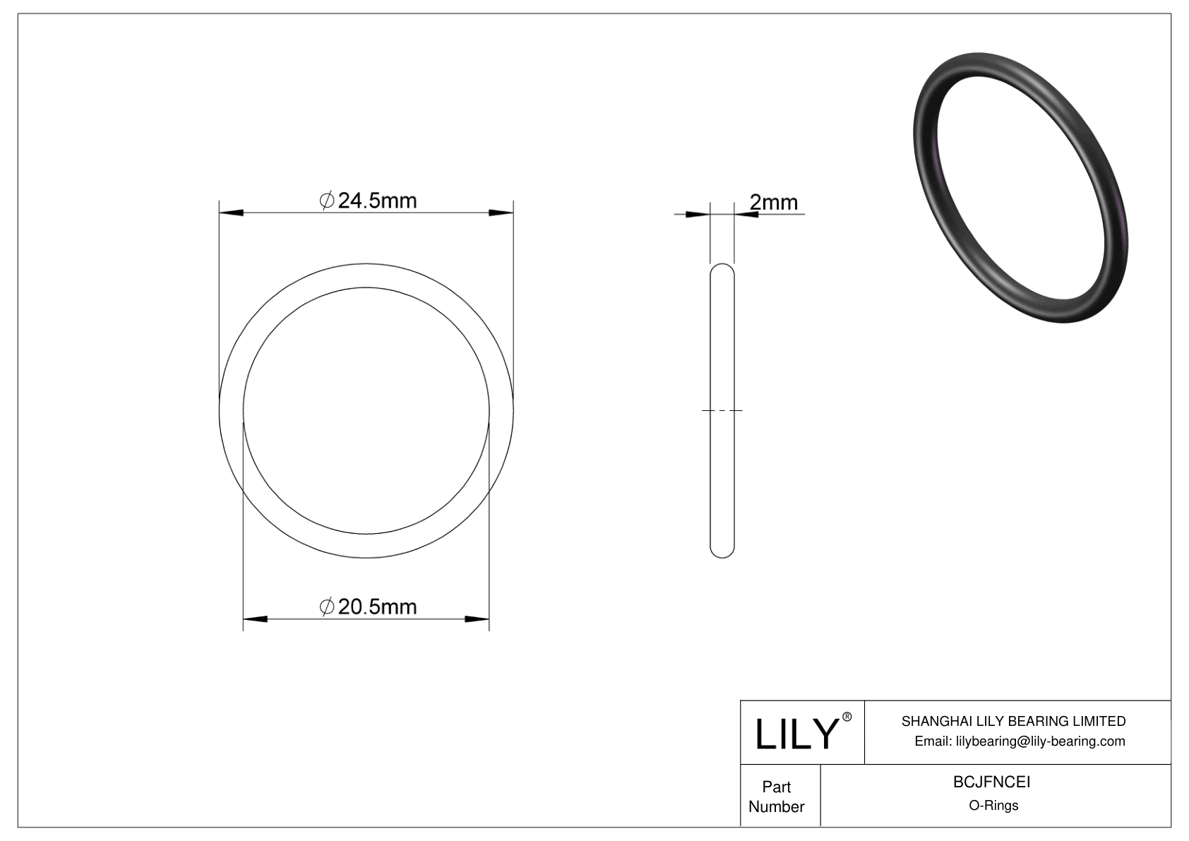 BCJFNCEI Chemical Resistant O-rings Round cad drawing