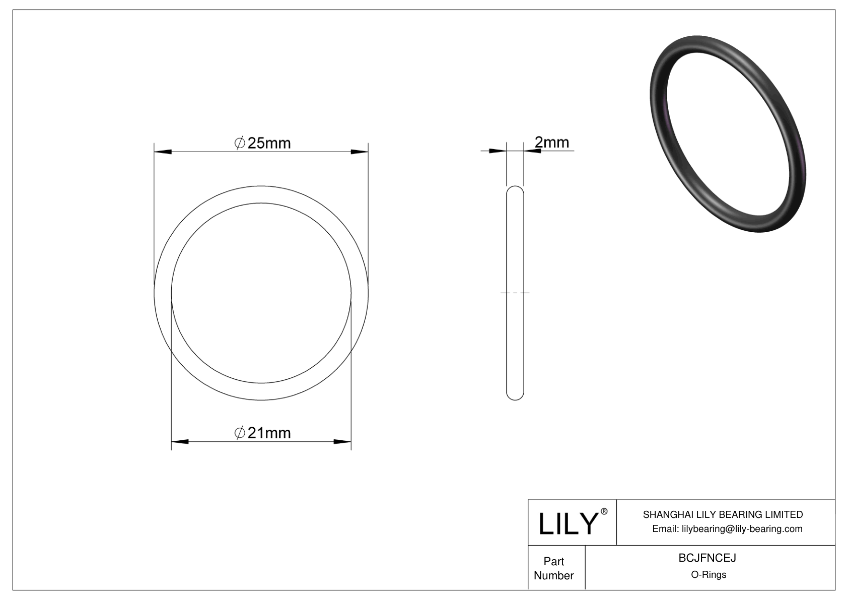 BCJFNCEJ Chemical Resistant O-rings Round cad drawing