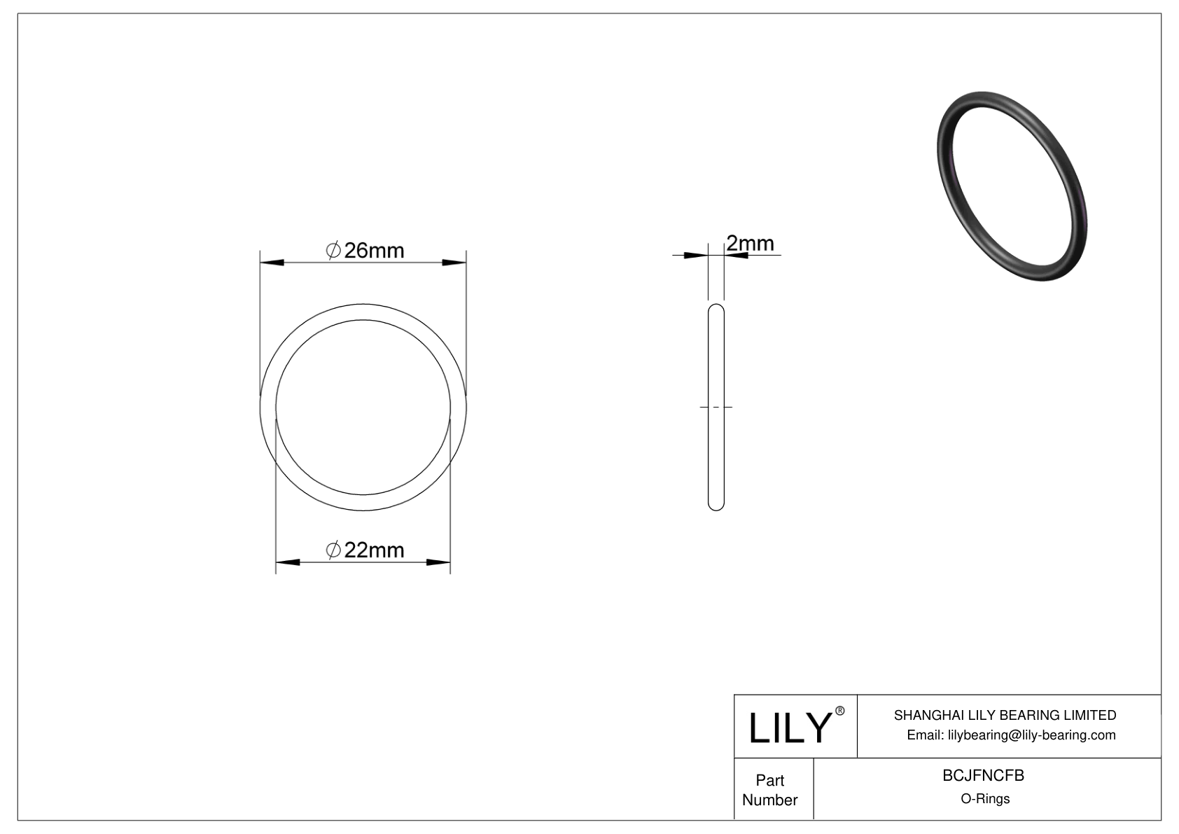 BCJFNCFB Chemical Resistant O-rings Round cad drawing