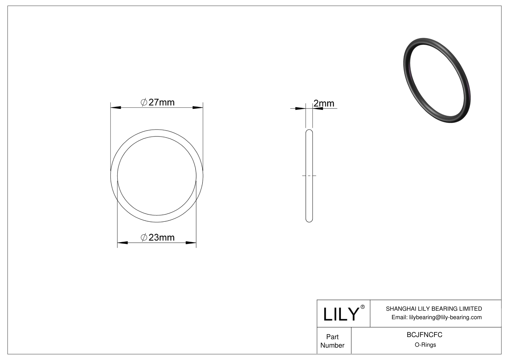 BCJFNCFC Chemical Resistant O-rings Round cad drawing