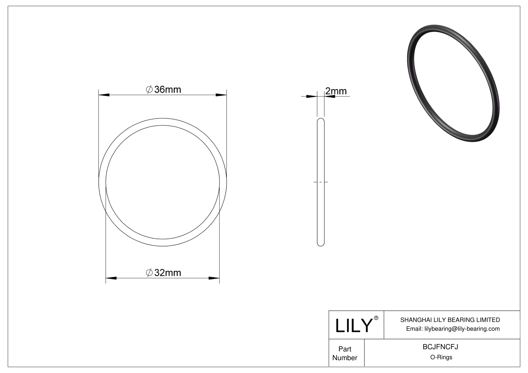 BCJFNCFJ Chemical Resistant O-rings Round cad drawing