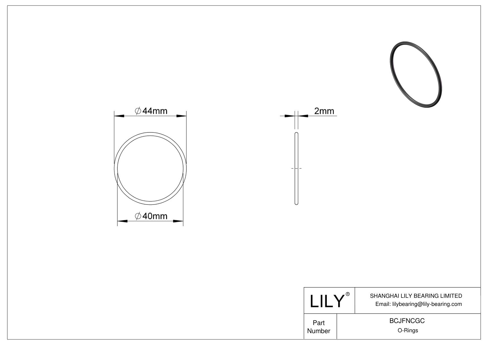 BCJFNCGC Chemical Resistant O-rings Round cad drawing