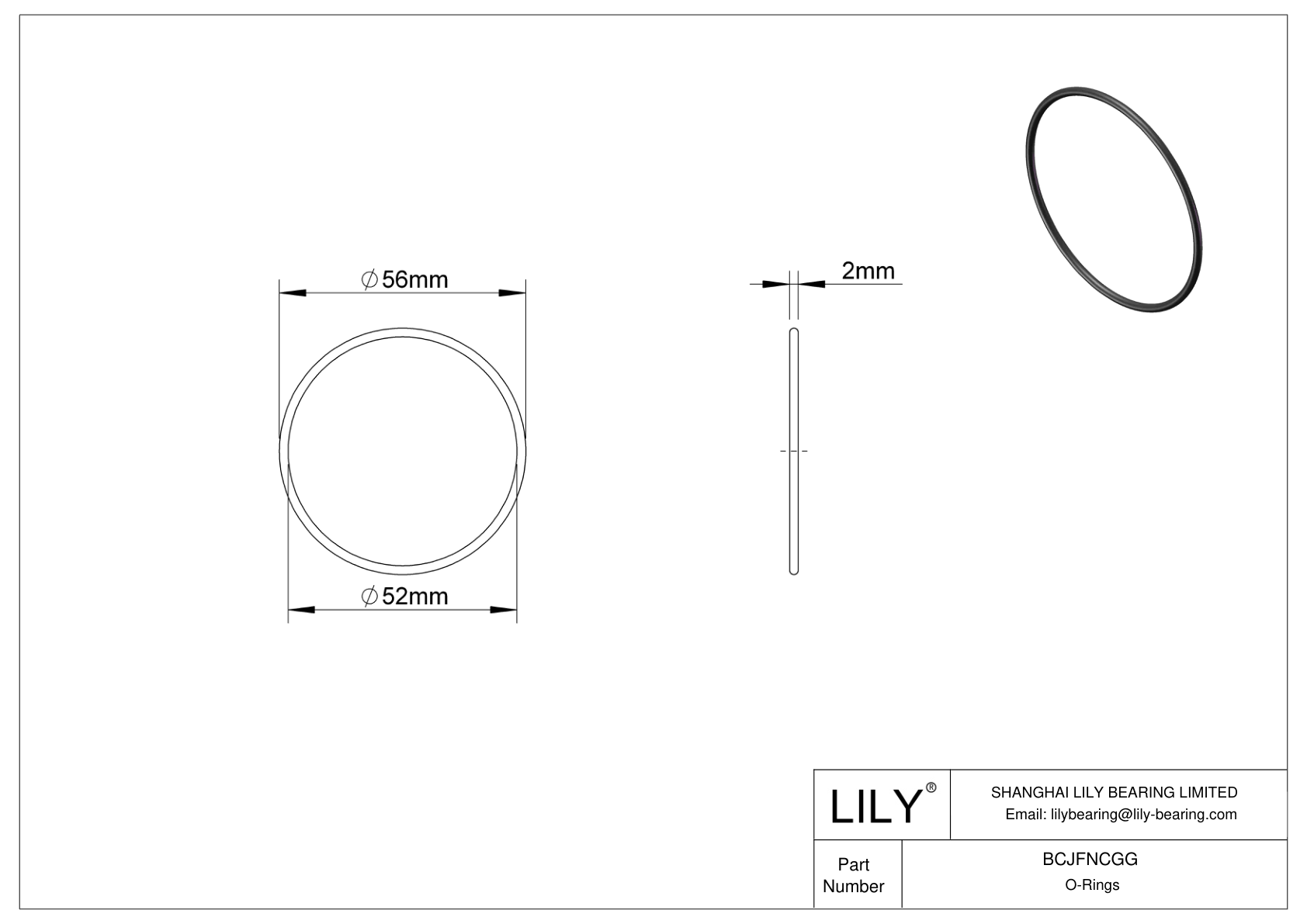 BCJFNCGG Chemical Resistant O-rings Round cad drawing