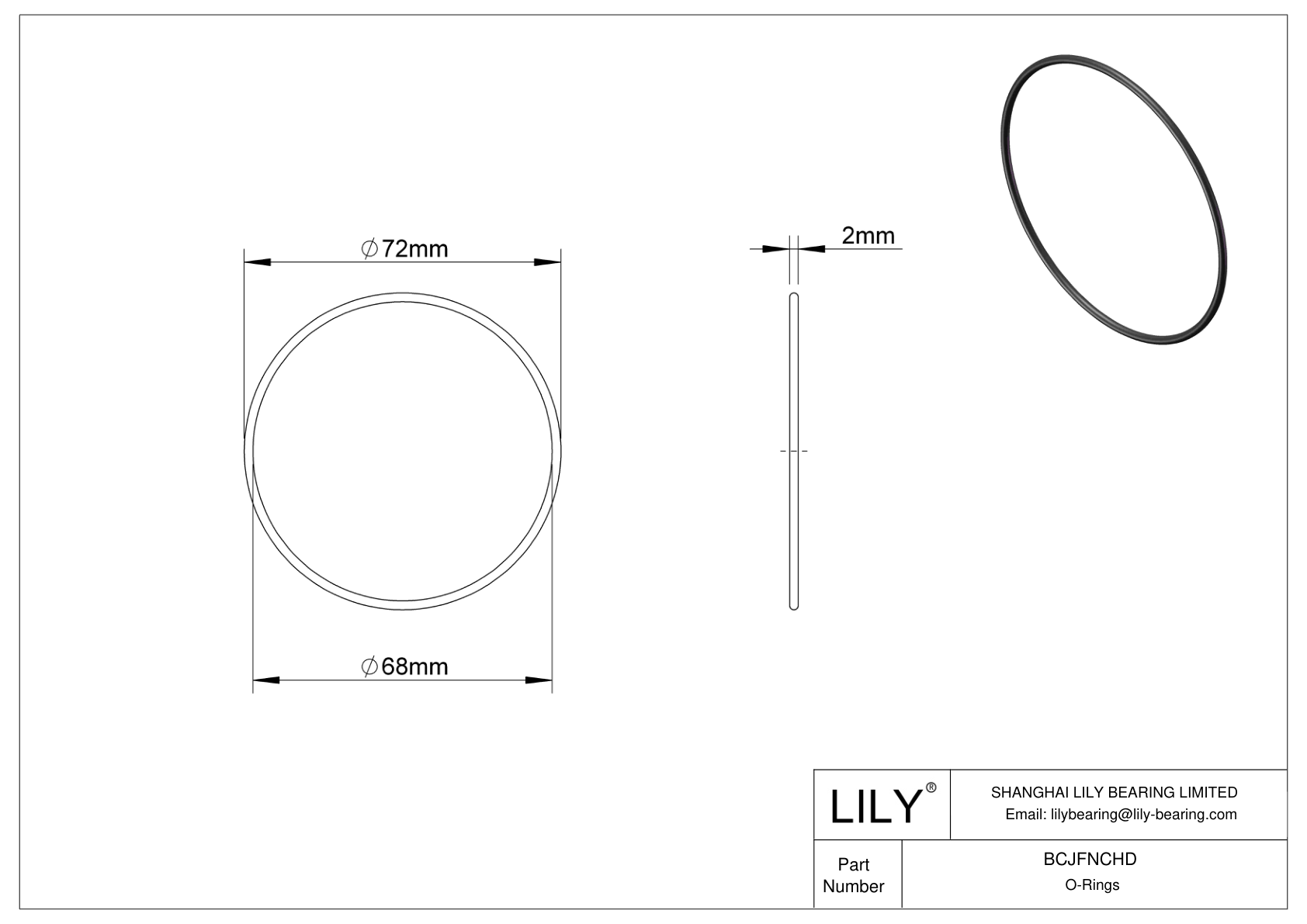 BCJFNCHD Chemical Resistant O-rings Round cad drawing