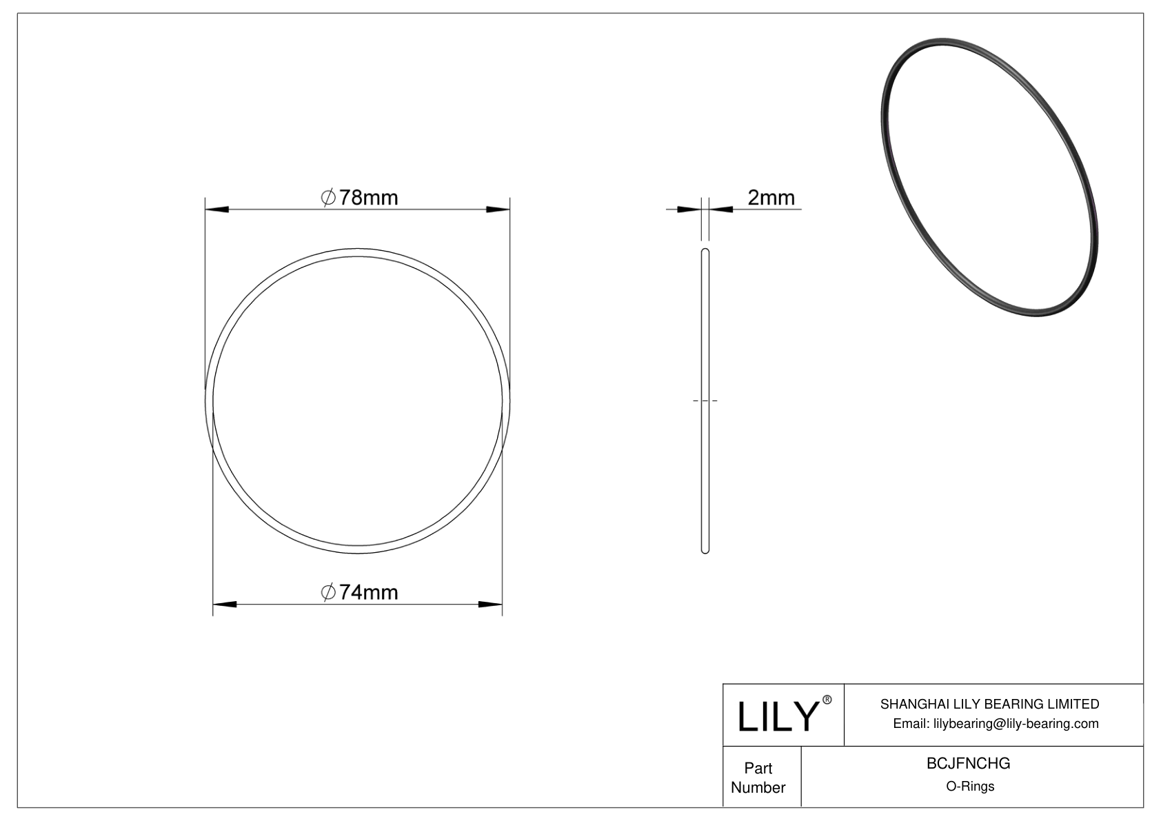 BCJFNCHG Chemical Resistant O-rings Round cad drawing