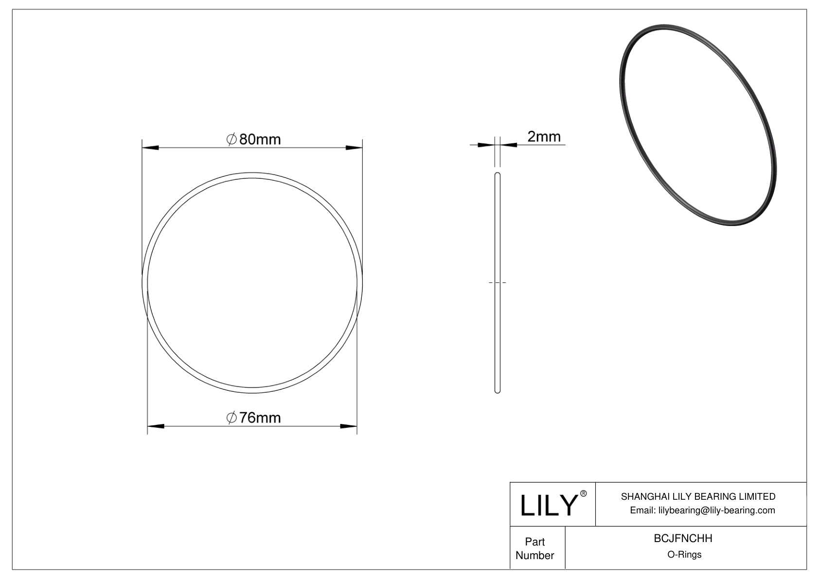 BCJFNCHH Chemical Resistant O-rings Round cad drawing