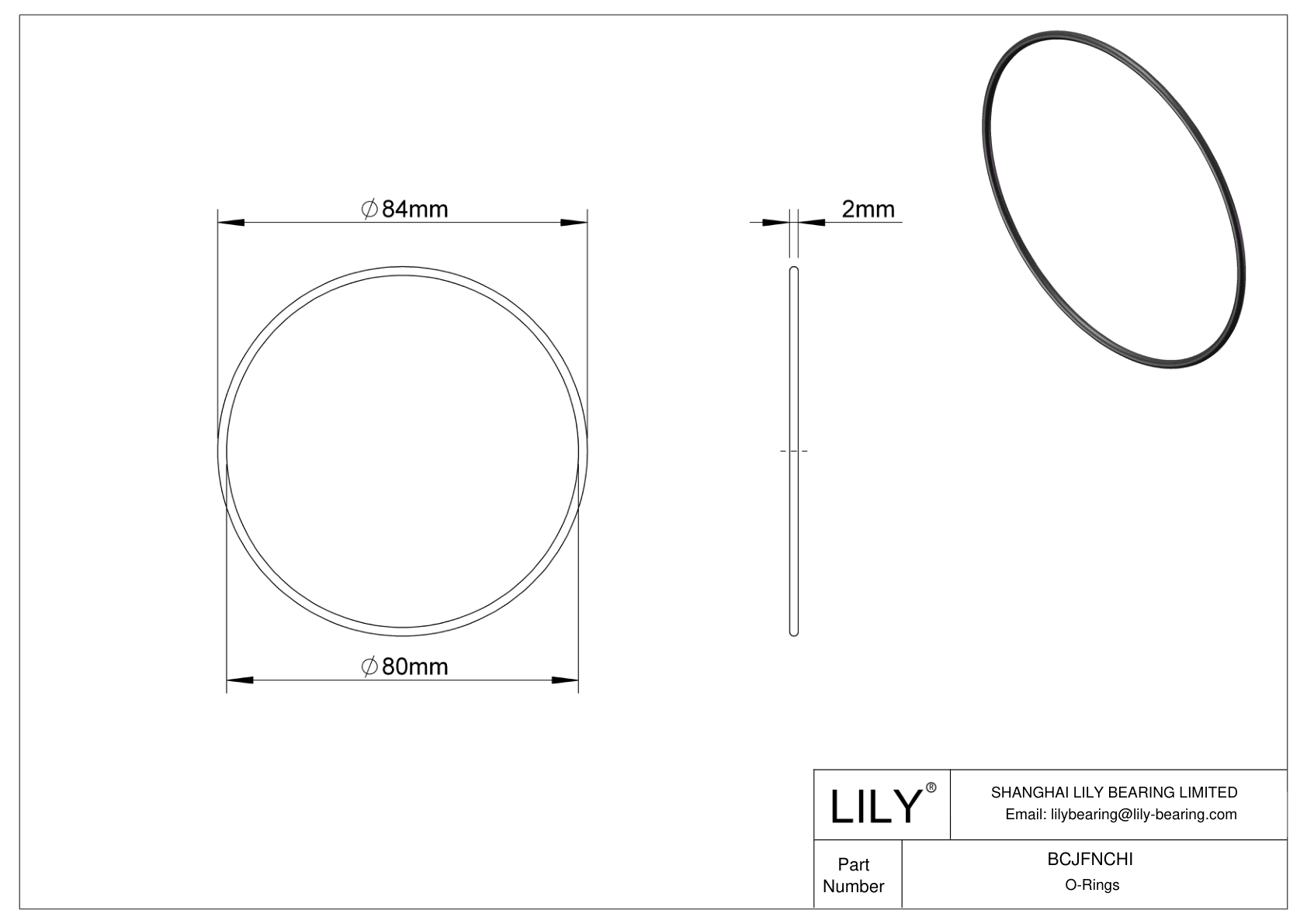 BCJFNCHI Chemical Resistant O-rings Round cad drawing