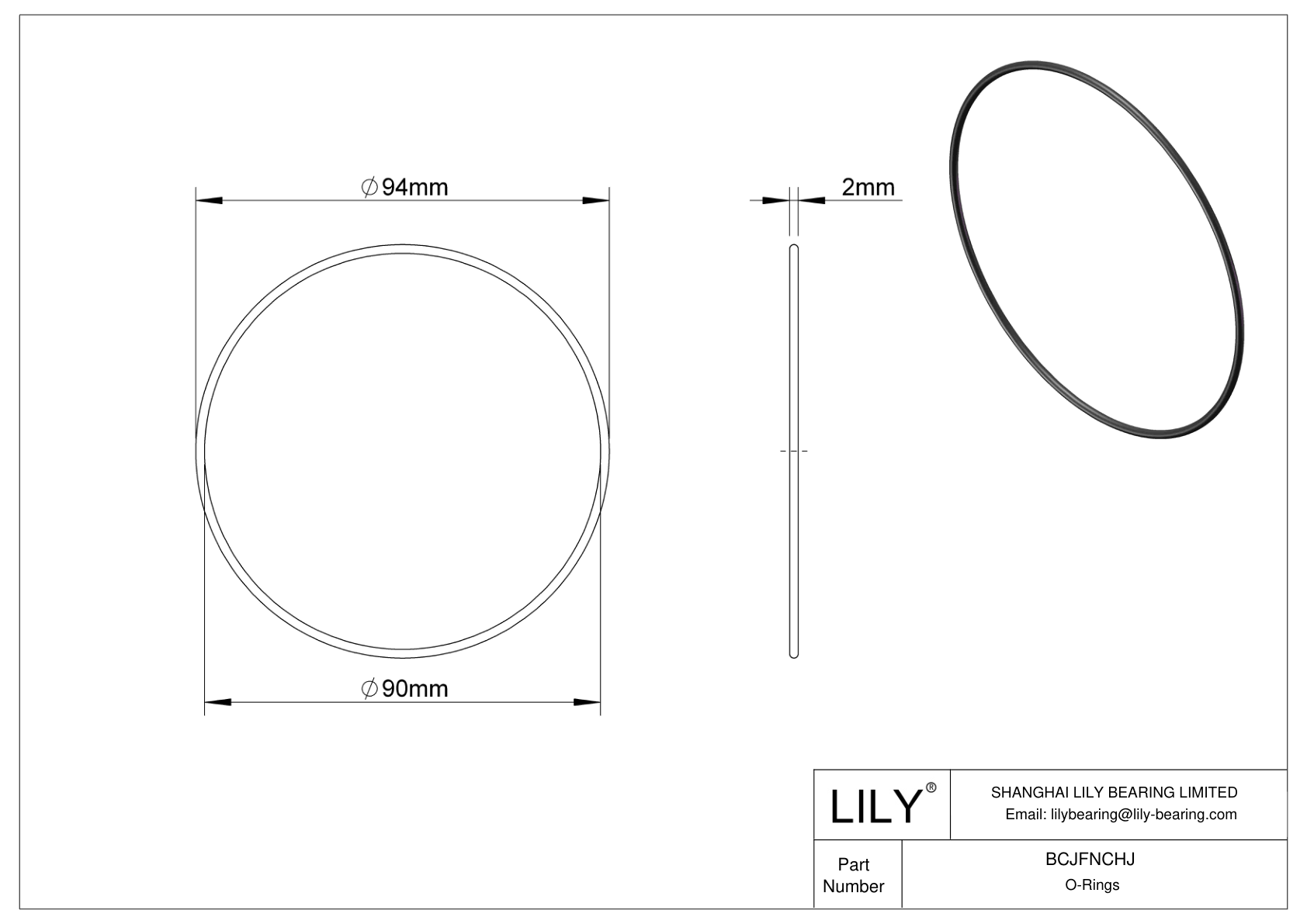 BCJFNCHJ Chemical Resistant O-rings Round cad drawing